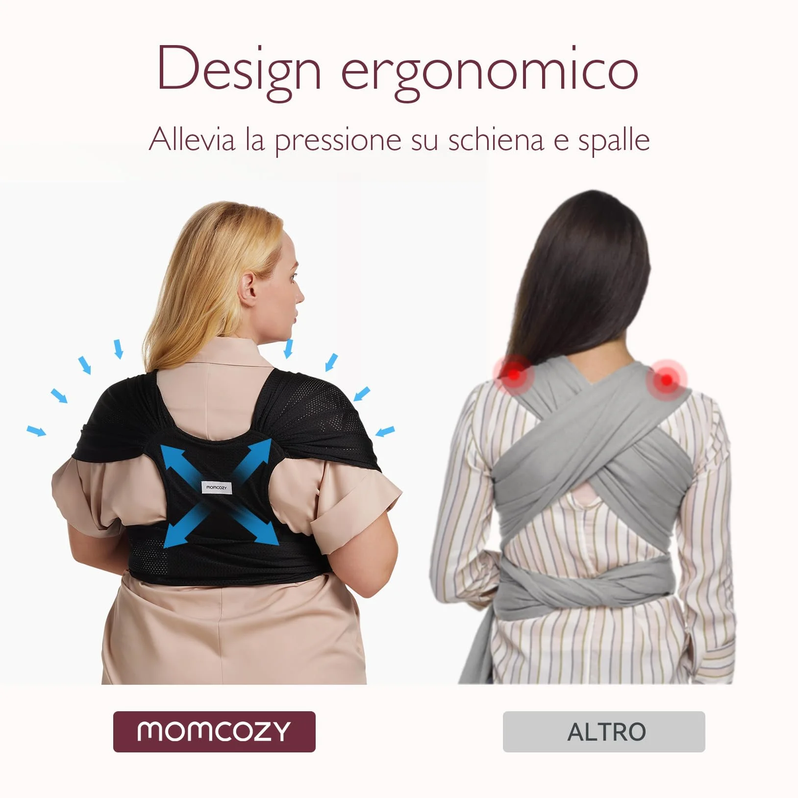 Momcozy Fascia Neonato Con Fibbia, Wrap/Marsupio Regolabile In Rete Traspirante Air-Mesh, Facile Da Indossare, 3,6–15 Kg, Vita 76–119 Cm，Nero pece