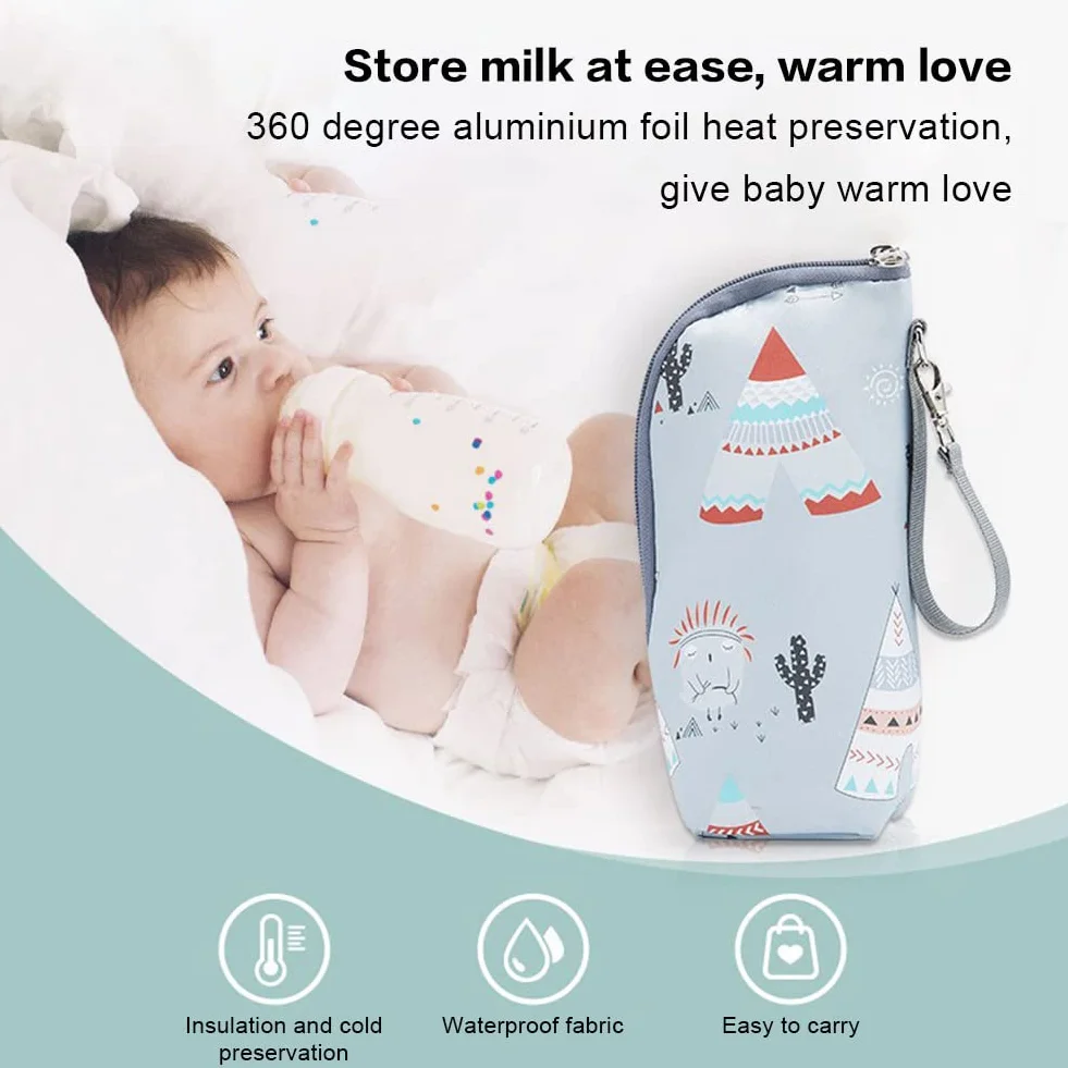 Borsa Isolante Termica Portatile per Biberon - Sacchetto di Isolamento con Strato Isolante per Latte Materno e Acqua