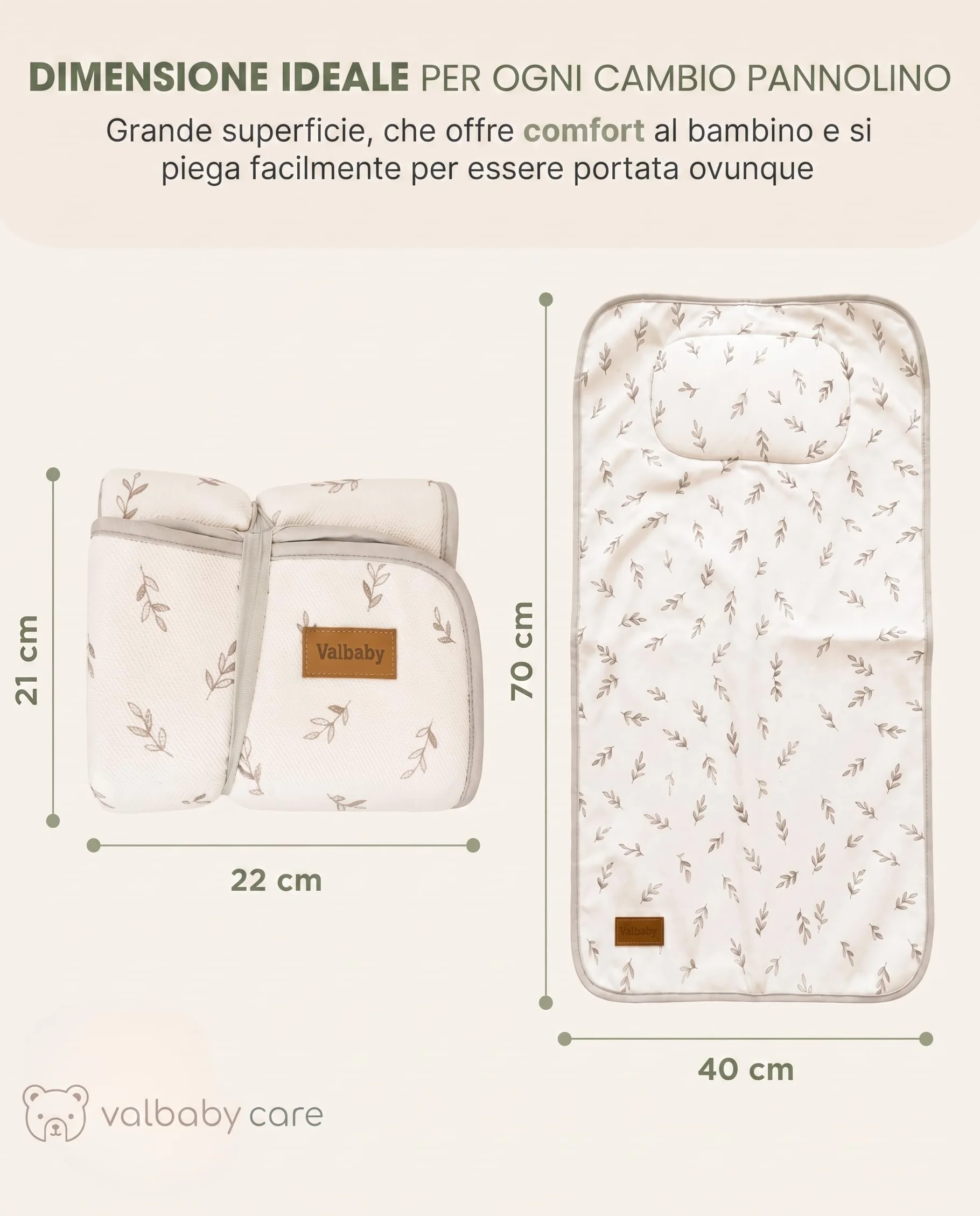 Fasciatoio Portatile Neonato Impermeabile Pieghevole Lavabile per Lavatrice Cambio Pannolino Neonati Accessori Idea Regalo Nascita Neo Mamma Regali Baby Shower Bimba Changing Mat Baby Valbaby