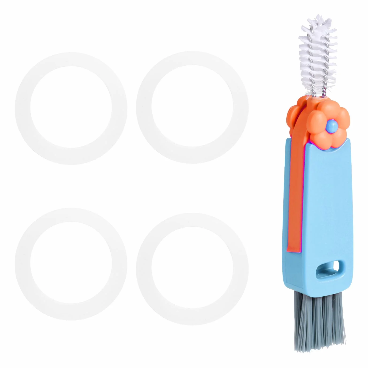 1pz Spazzola Pulizia e 4pz Guarnizioni di Ricambio, Guarnizioni di Ricambio per Scaldabiberon in Silicone e Spazzola per Pulizia 3 in 1 Compatibili con Momcozy 17oz