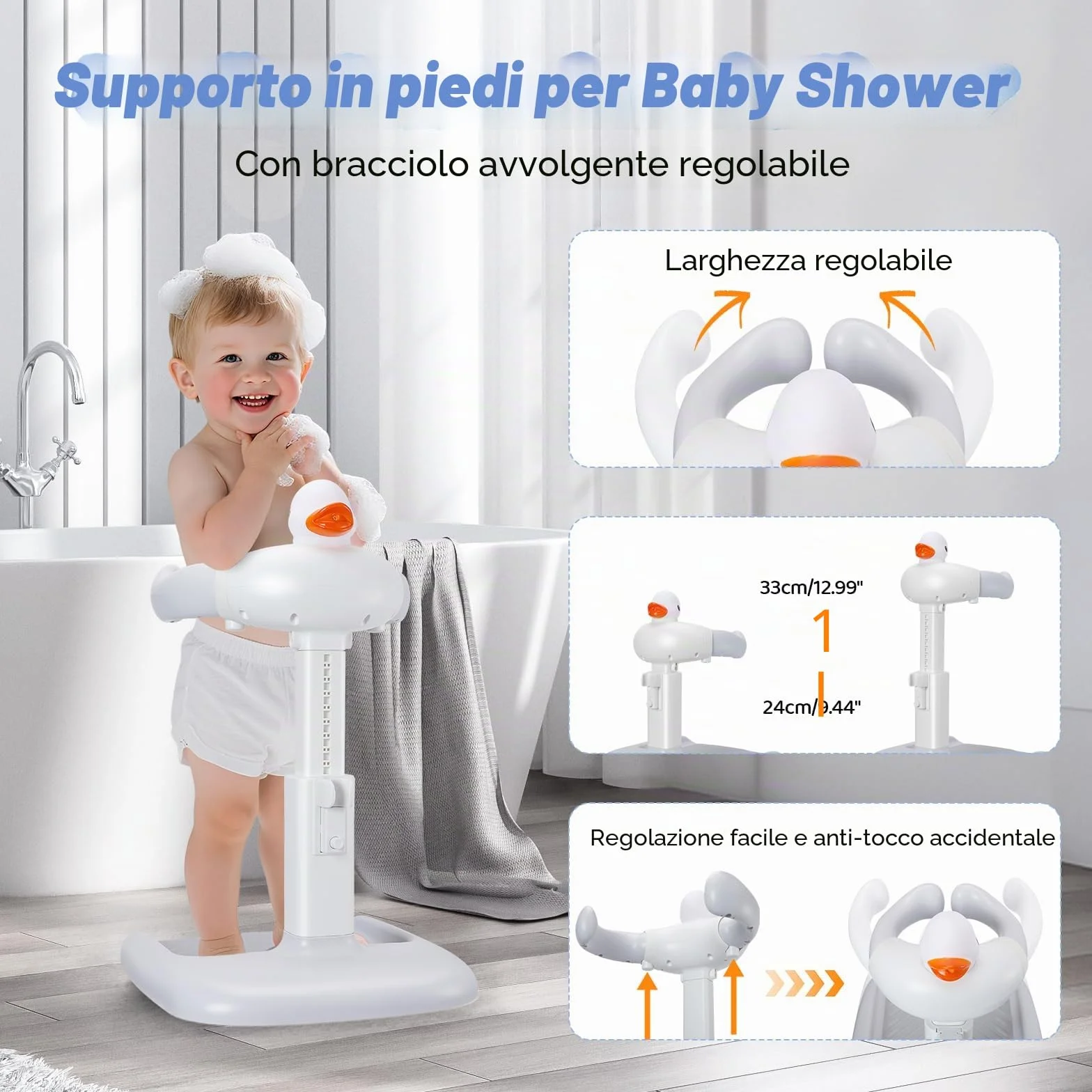 Supporto per Vasca Da Bagno per Bambini,Vasca da bagno per bambini con supporto,torre da bagno regolabile per bambini per alzarsi in piedi,Stand Da Viaggio per ne onati e bambi ni piccoli