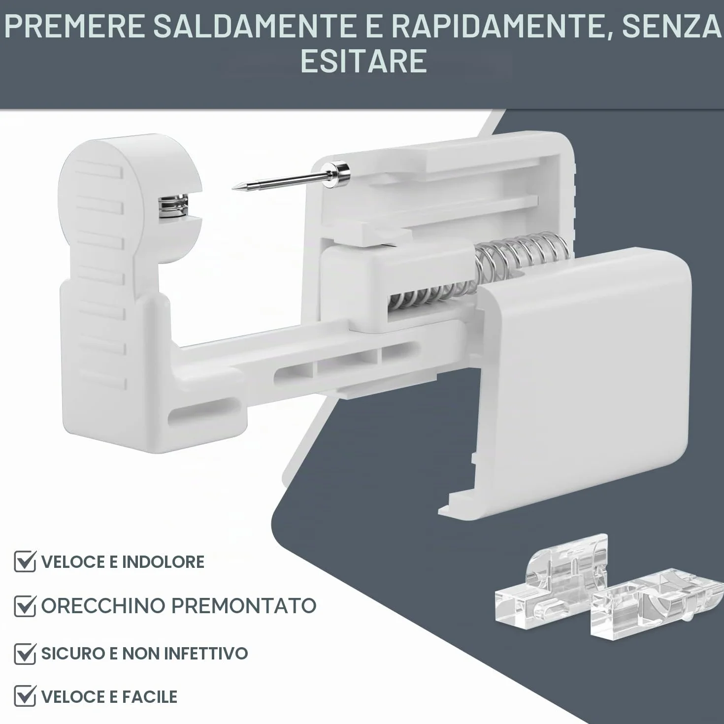 Voarge Set di 6 pistole per piercing all'orecchio, sterile, di sicurezza, con kit per piercing per asepsi