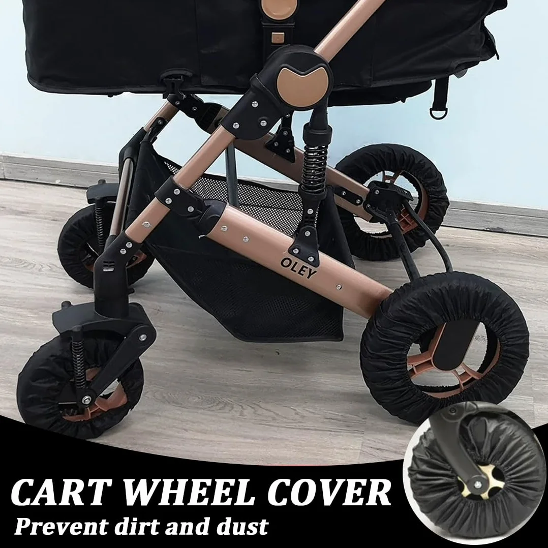 4 Pcs Copriruota per Passeggino Copriruota in Tessuto Oxford, Copertura Protettiva Per Passeggino, Accessori per Passeggino, Coperture Di Protezione Ruote Antipolvere con Agganciare