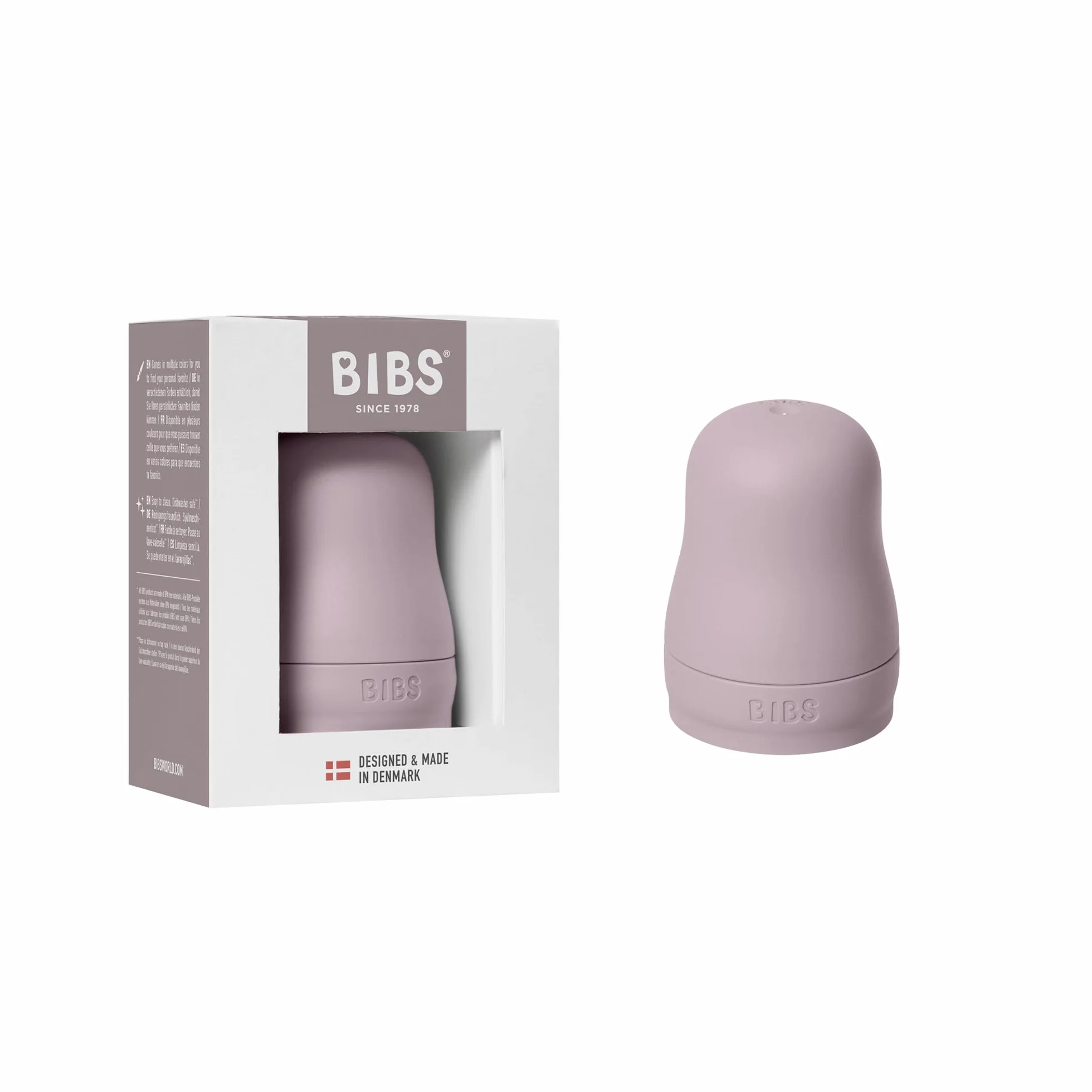 Set di tappi per biberon BIBS - Senza BPA, include tappo, chiusura di sicurezza e tappo a vite - Compatibile con i biberon BIBS (acquistabili separatamente) - Dusky Lilac