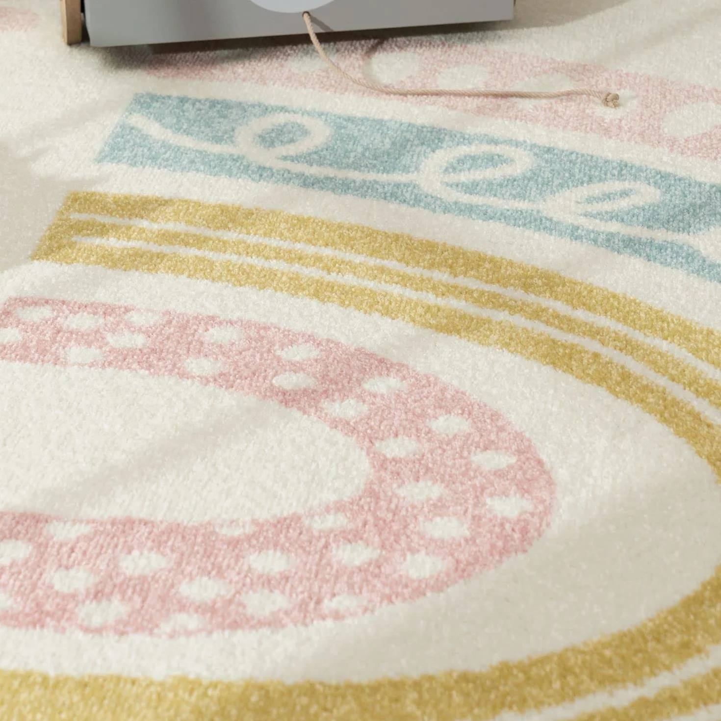 TT Home Tappeto Bambini Cameretta Bambina Ragazzi Moderno Arcobaleno Nuvola Motivo Con Animale Colorato, Colore:Crema4, Dimensione:80x150 cm