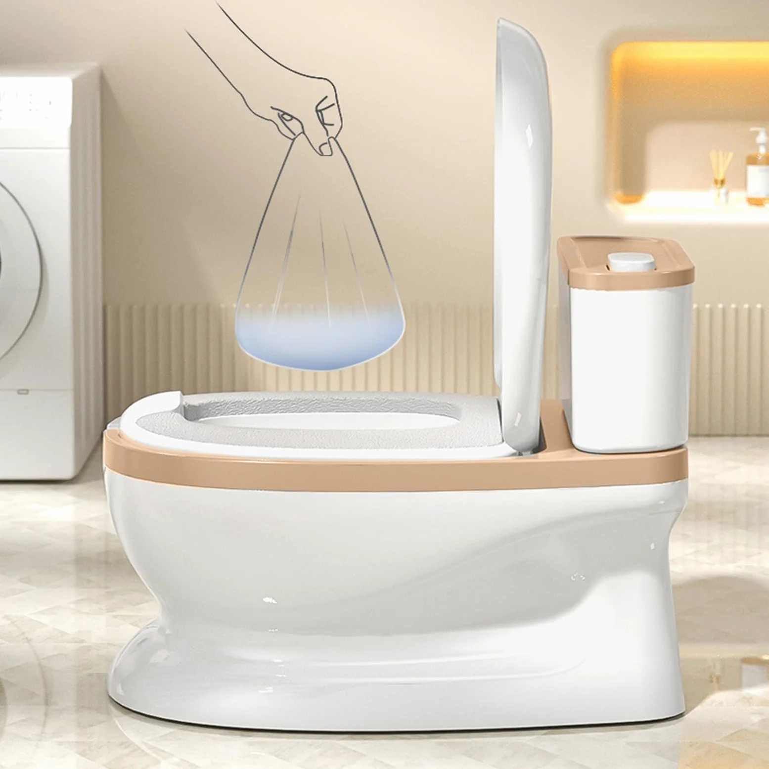 Vasino per Bambini Pulsante di Scarico Realistico | Addestramento al Vasino per Interni Ideale per Soggiorno Camera da Bagno Asilo