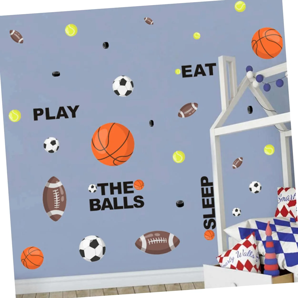 BESTonZON 3pezzi Adesivi Murali Sportivi Per Ragazzo Ragazza Decorazioni Rimovibili Con Palloni Da Calcio e Basket Stickers Creativi Per Cameretta Facili Da Applicare