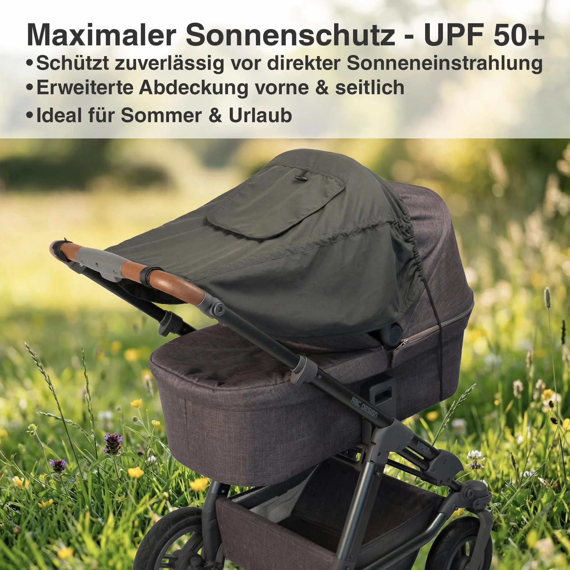 DIAGO Deluxe - Parasole per passeggino, colore: grigio