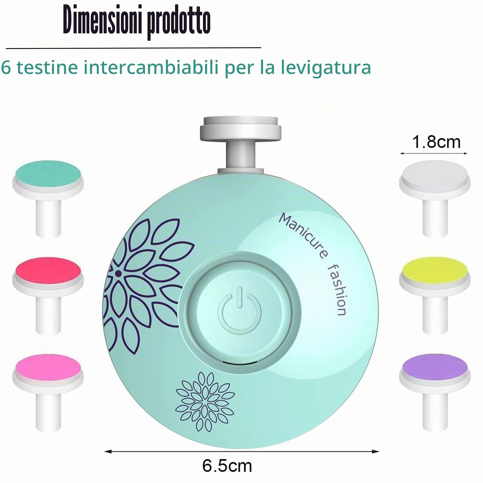 Tagliaunghie Neonato,Lima Unghie per Bambini,6 in 1 Lima per unghie elettrica per bambini,Tagliaunghie per Bambini, con Testine Abrasive Intercambiabili(Verde)