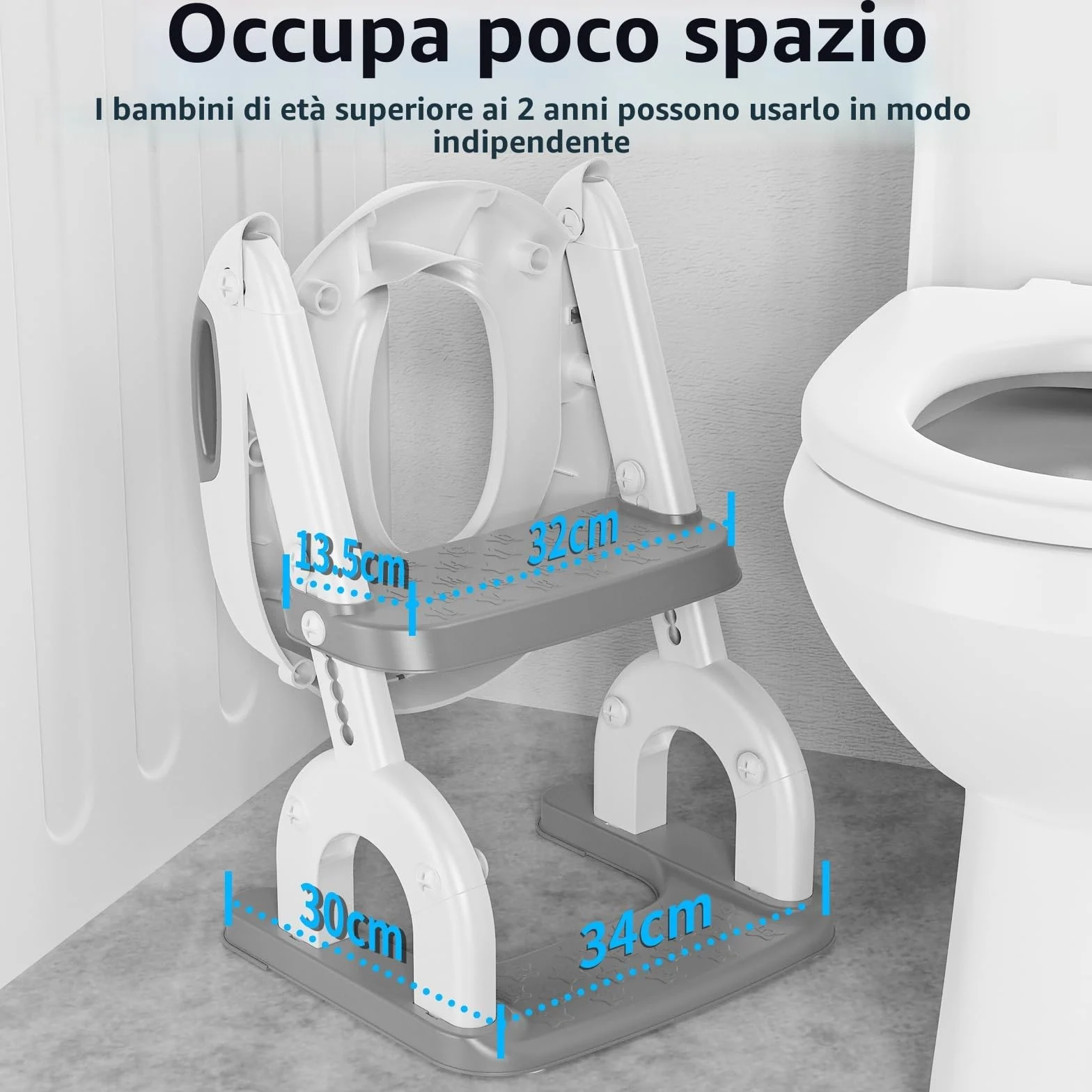 Sedile WC per bambini con scale, accessorio per WC aggiornato, per bambini e bambine, 2 in 1, con scale, regolabile in altezza, comodi sedili per WC sicuri, poggiapiedi per bambini