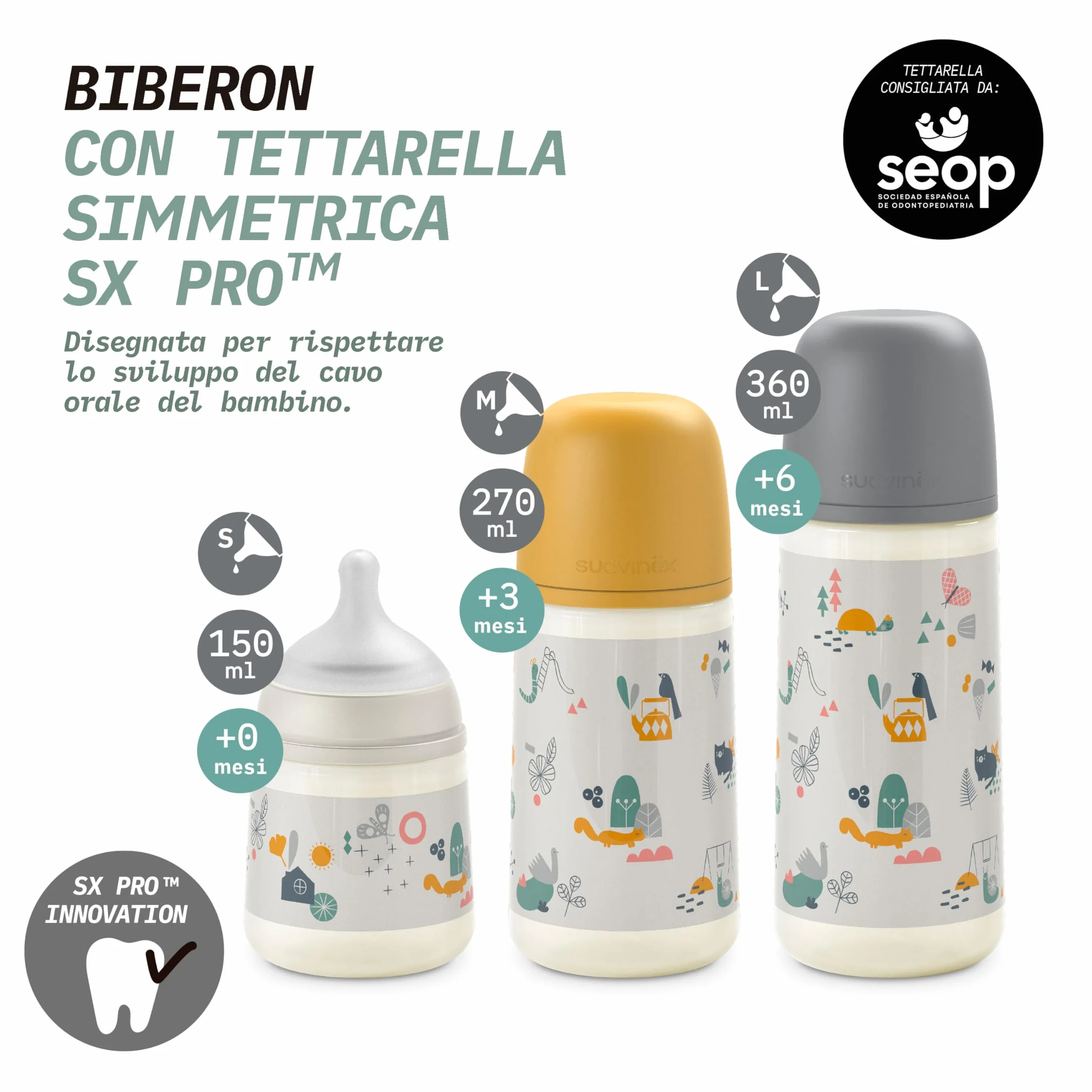 Suavinex, Set 2 Biberon Anti-Colica da 270 ml, con Tettarella Fisiologica in Silicone SX Pro, Flusso Medio (M), con Valvola Anti-Colica, per Bambini +3 Mesi. Rosa