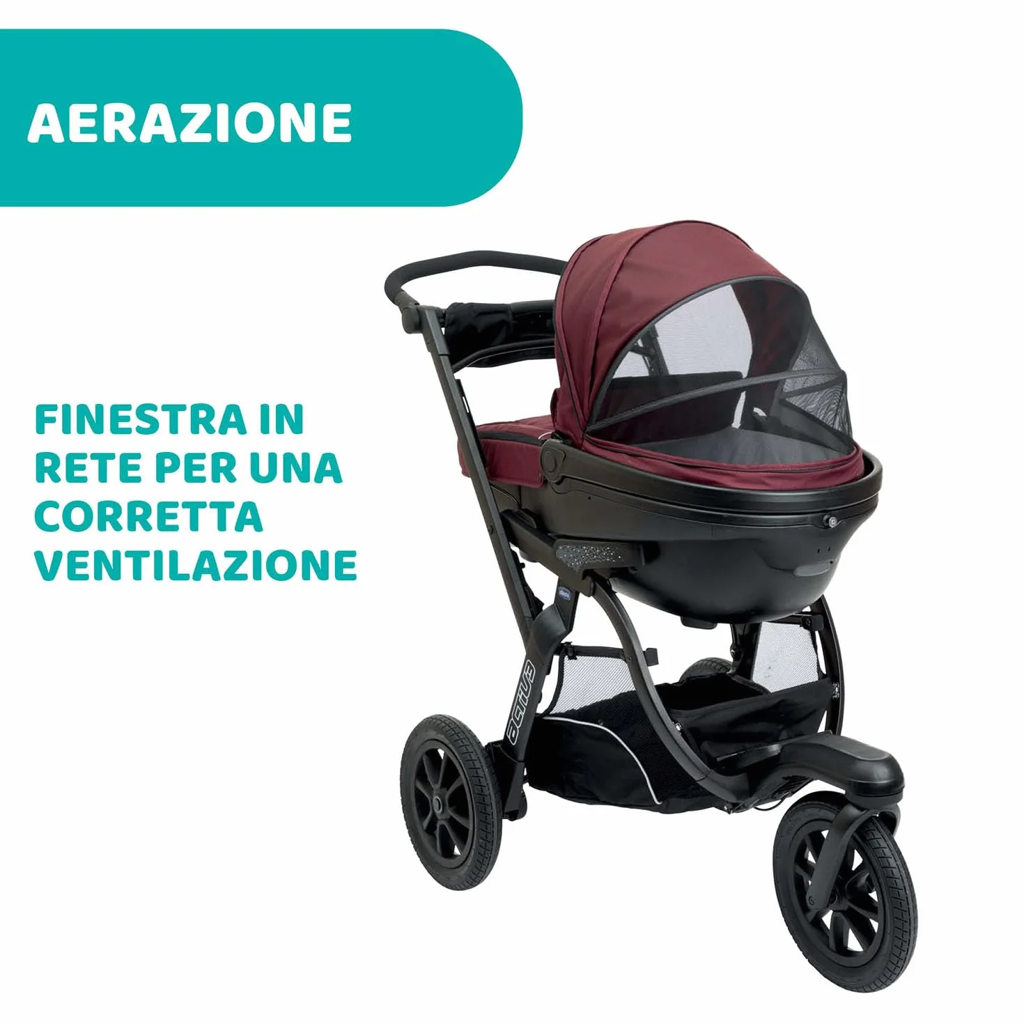 Navicella Activ3, Ampia e Imbottita Navicella Per Passeggino Activ3, Con Sistema di Aerazione, Schienale Reclinabile, Per i Primi Giorni di Vita Del Bambino