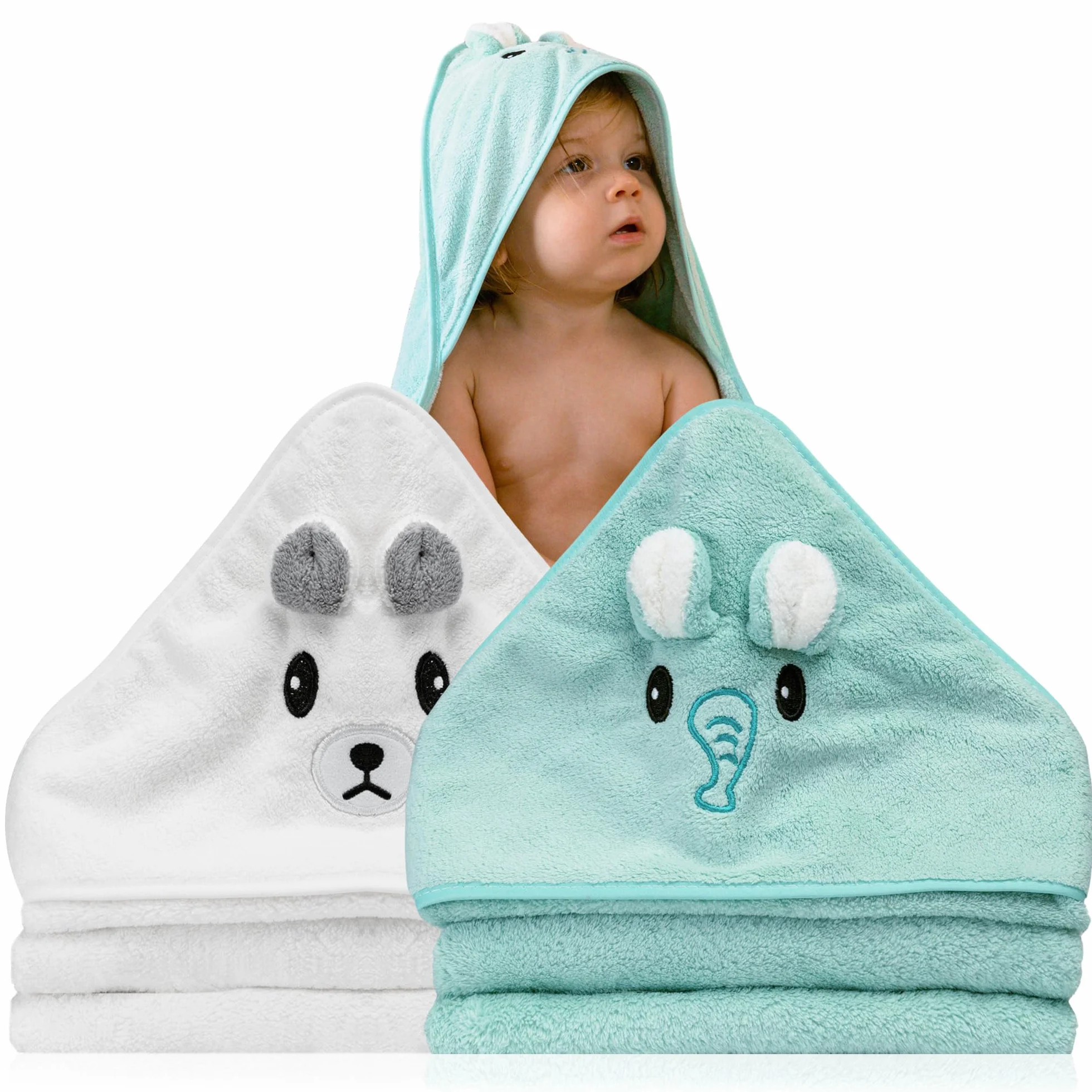 Accappatoio Neonato 0-3 Mesi - Asciugamano Con Cappuccio a Forma di Animale - Regalo per Neonata Femmina