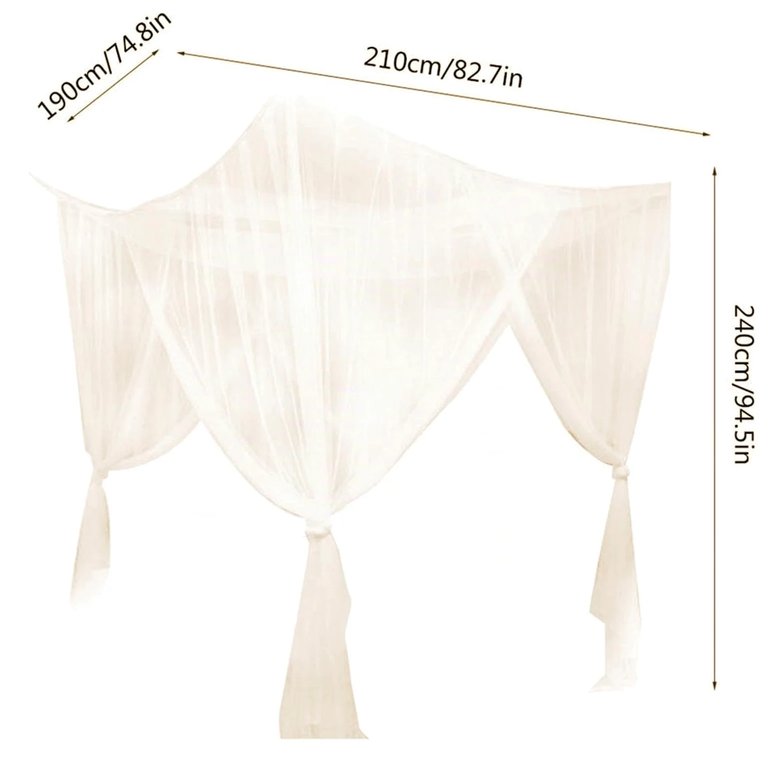 Baoblaze Tenda a baldacchino con 4 pali ad angolo, zanzariera, letto matrimoniale e singolo, zanzariera, letto matrimoniale per casa, cameretta dei bambini, viaggio all'aperto, beige