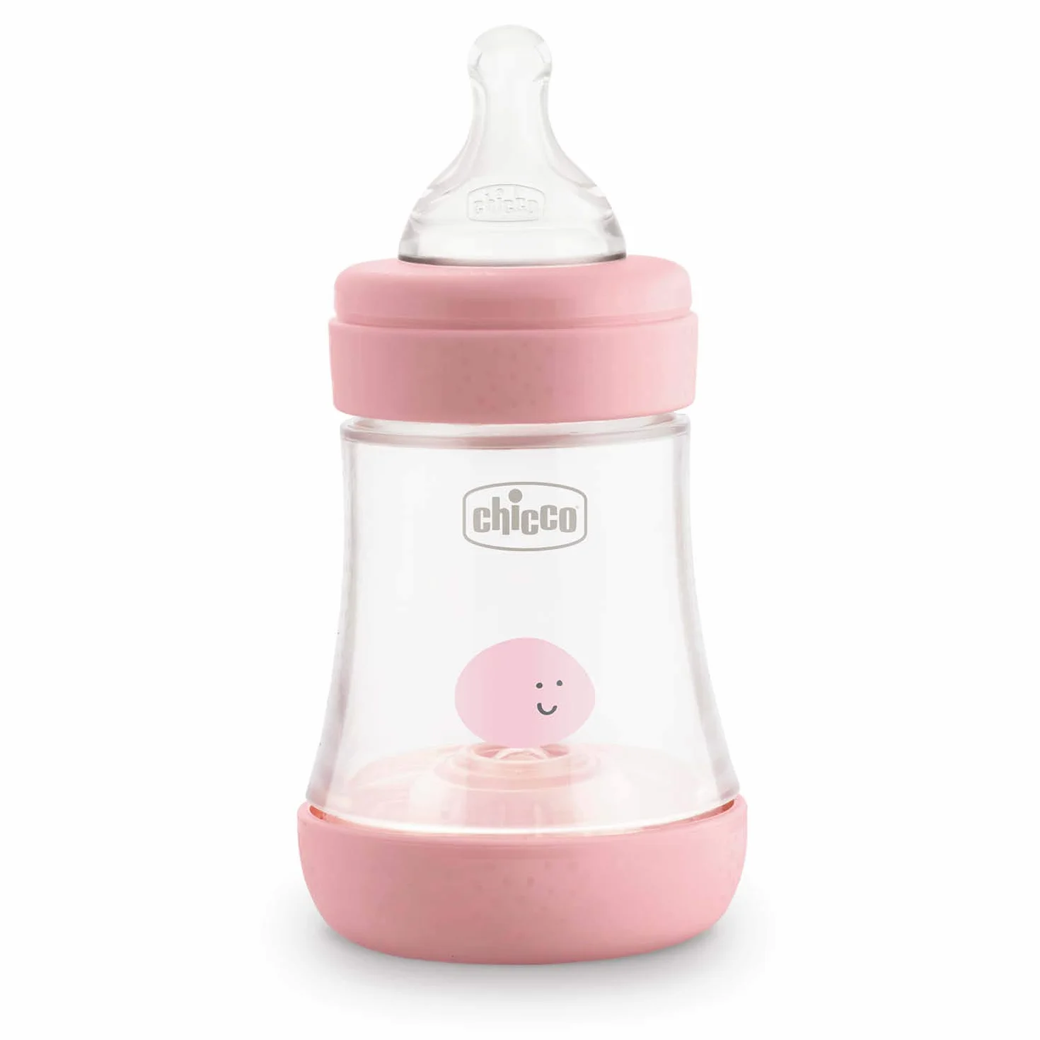 Chicco Perfect 5 Biberon Anticolica, Bimba, 150 ml, Silicone, 1 Foro, Rosa