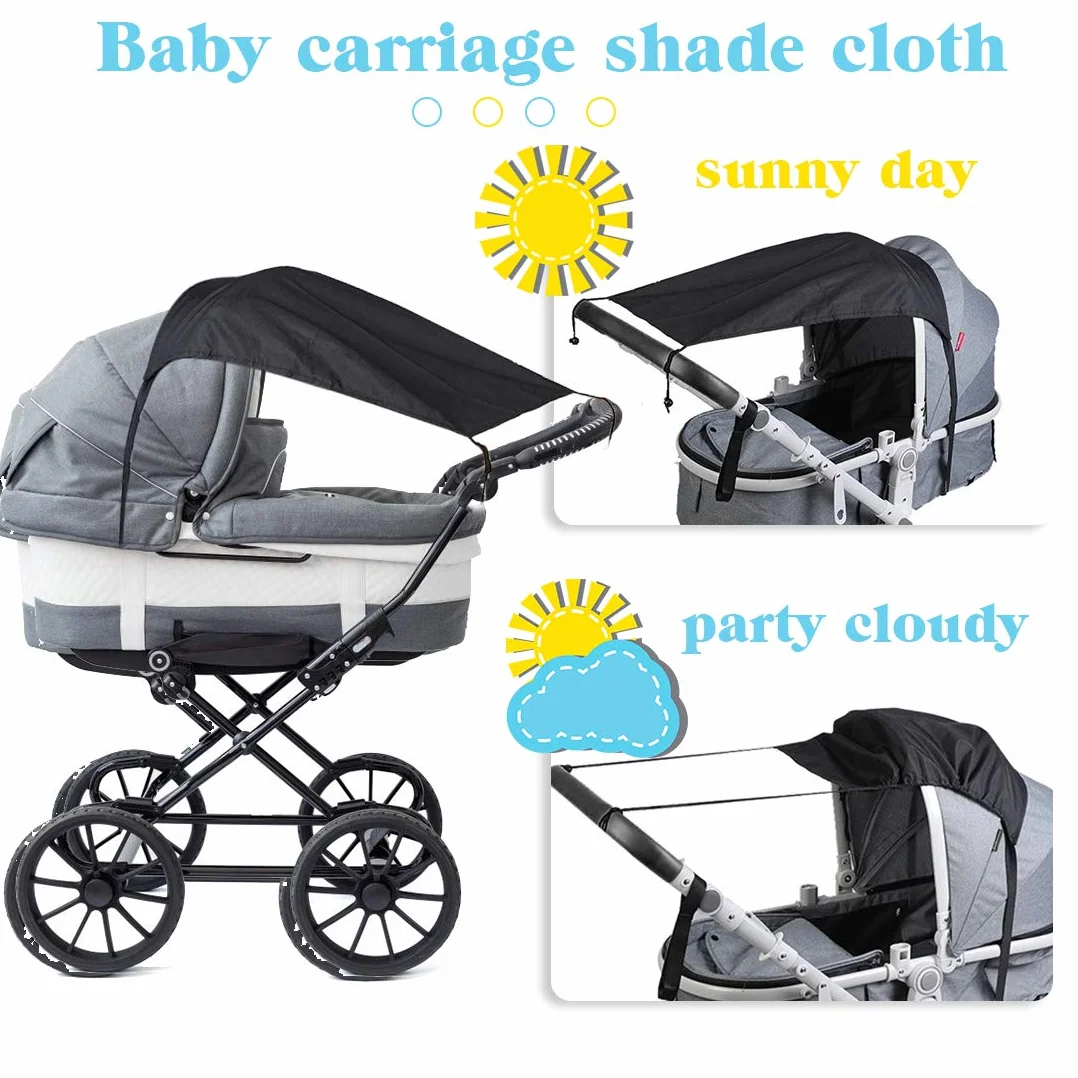 Telo Parasole Universale, Parasole per Passeggino, Parasole Carrozzina, Parasole Passeggino, Protezione Solare per Passeggino e Navicella Regolabile con protezione UV 50, Nero