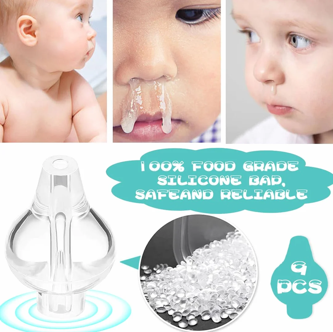 JEYORZY 9 pcs Beccuccio Morbido Lavaggio Nasale Bambini, Olive Nasali Per Lavaggi Neonato, Oliva Silicone Riutilizzabile, Nasali in Silicone per Lavaggi Neonato, Beccuccio Morbido Lavaggio Nasale