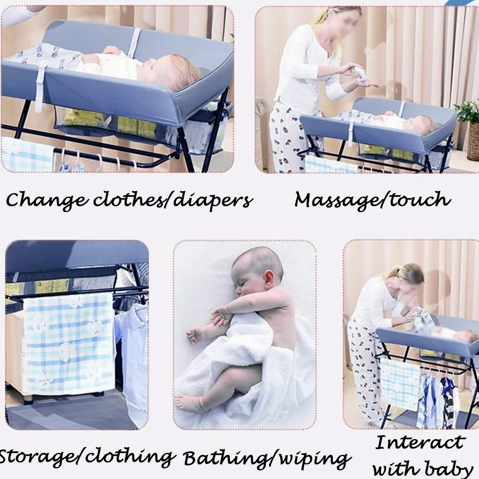 MObyat Baby Fasciatoio,Fasciatoio per Neonati, fasciatoio Multifunzione a Gamba Incrociata per Neonati, Organizer Portatile per Pannolini con Contenitore - fasciatoio a 3 Colori