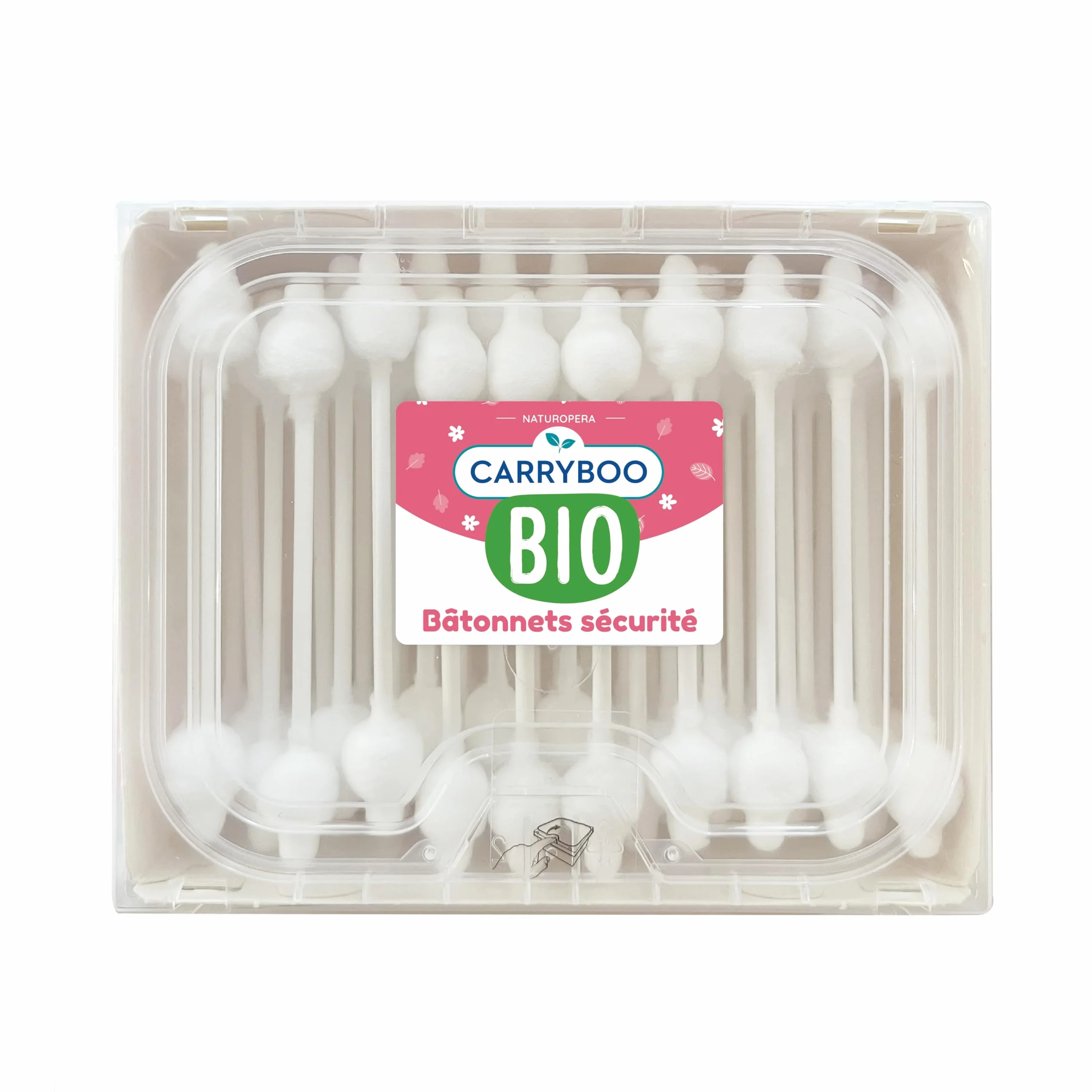 CARRYBOO - Bastoncini di sicurezza per neonati in cotone biologico - Confezione da 50 bastoncini