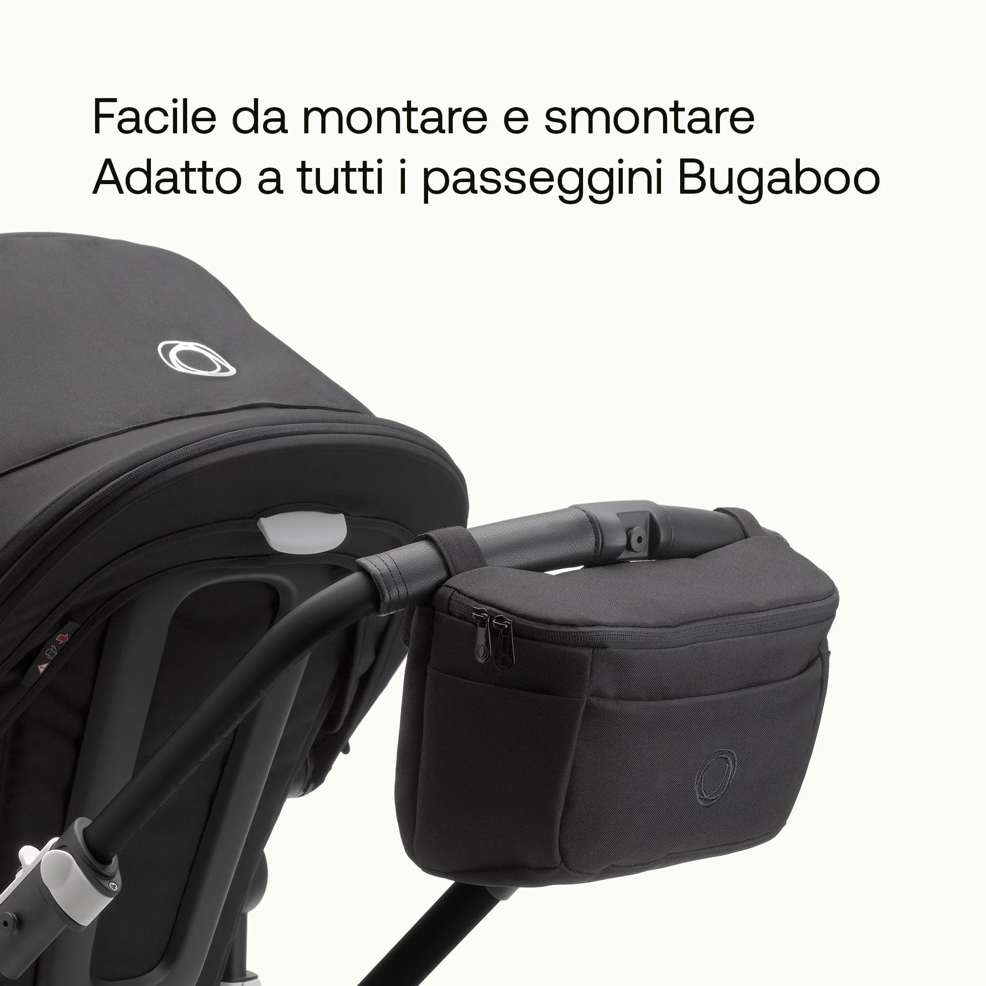 Bugaboo Organizer Multitasche Passeggino, Compatto e con Tasche Facili da Raggiungere, Accessorio Indispensabile per gli Oggetti Essenziali del Tuo Bambino, in Midnight Black