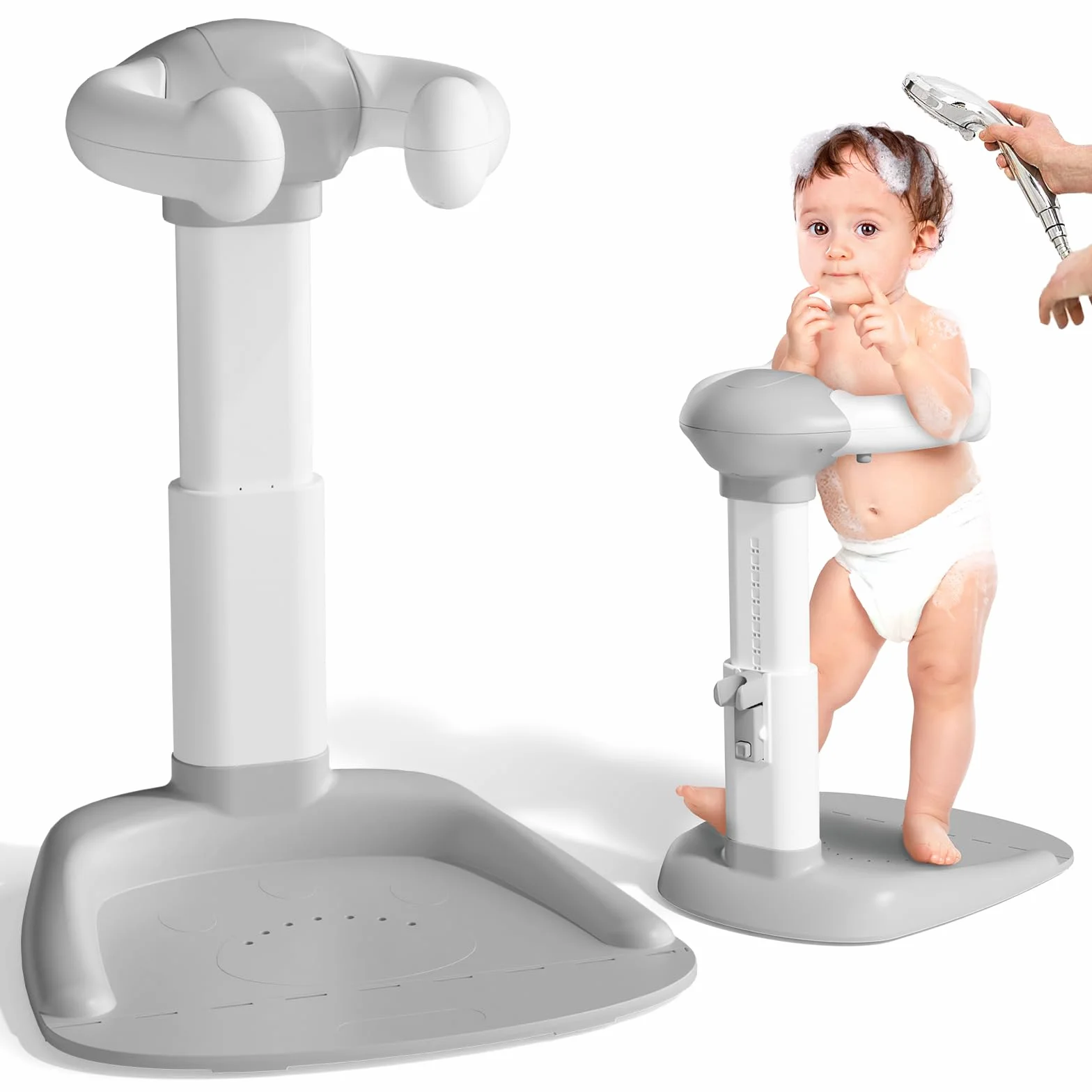 COOSEYA Supporto per vasca da bagno per bambini, torre da bagno regolabile per bambini per alzarsi in piedi, seggiolino da bagno per bambino con base antiscivolo per neonati e bambino piccoli