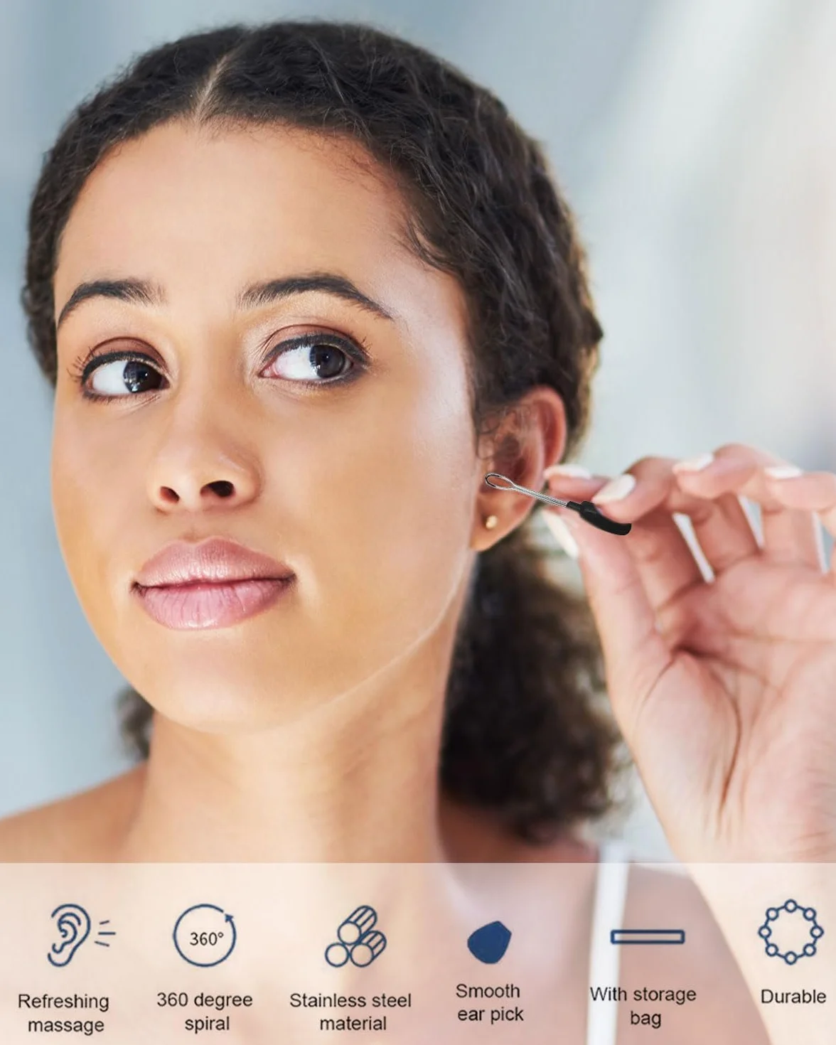 5Pcs Professionale Rimuovi cerume Di acciaio inossidabile- Strumento Curette Orecchie A Rimuovere l'irrigazione Dell'orecchio, Detergente per Orecchie Igienico Riutilizzabile per Adulti