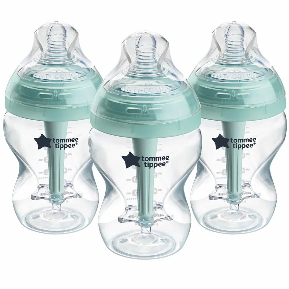 Tommee Tippee biberon anti-colica, 260ml, con tettarella simile al seno materno, cannuccia anti-colica ventilata, autosterilizzante, 3 pezzi