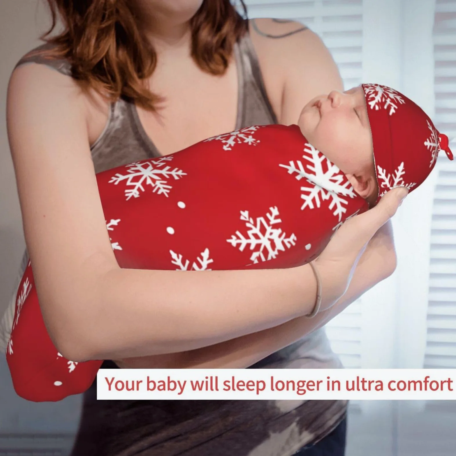 3d Rosso Natale Swaddle Coperta E Cappello Set Per Neonati Avvolgere Accogliente Per Neonati Bambino Comfort 29x53 cm