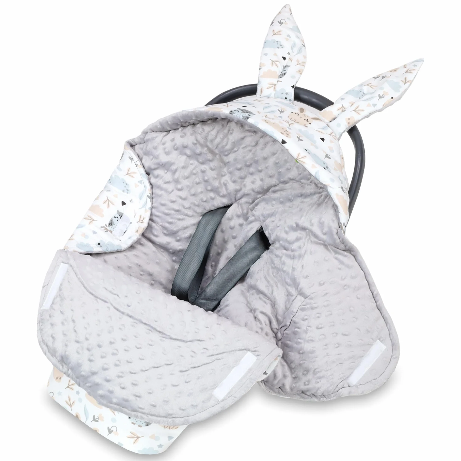 Coperta Mussola sacco ovetto 90x90 cm - swaddle neonato 0-6 mesi o copertina per passeggino bebe per seggiolino auto bambino universale e lavabile Oeko-Tex Gufo Grigio Chiaro