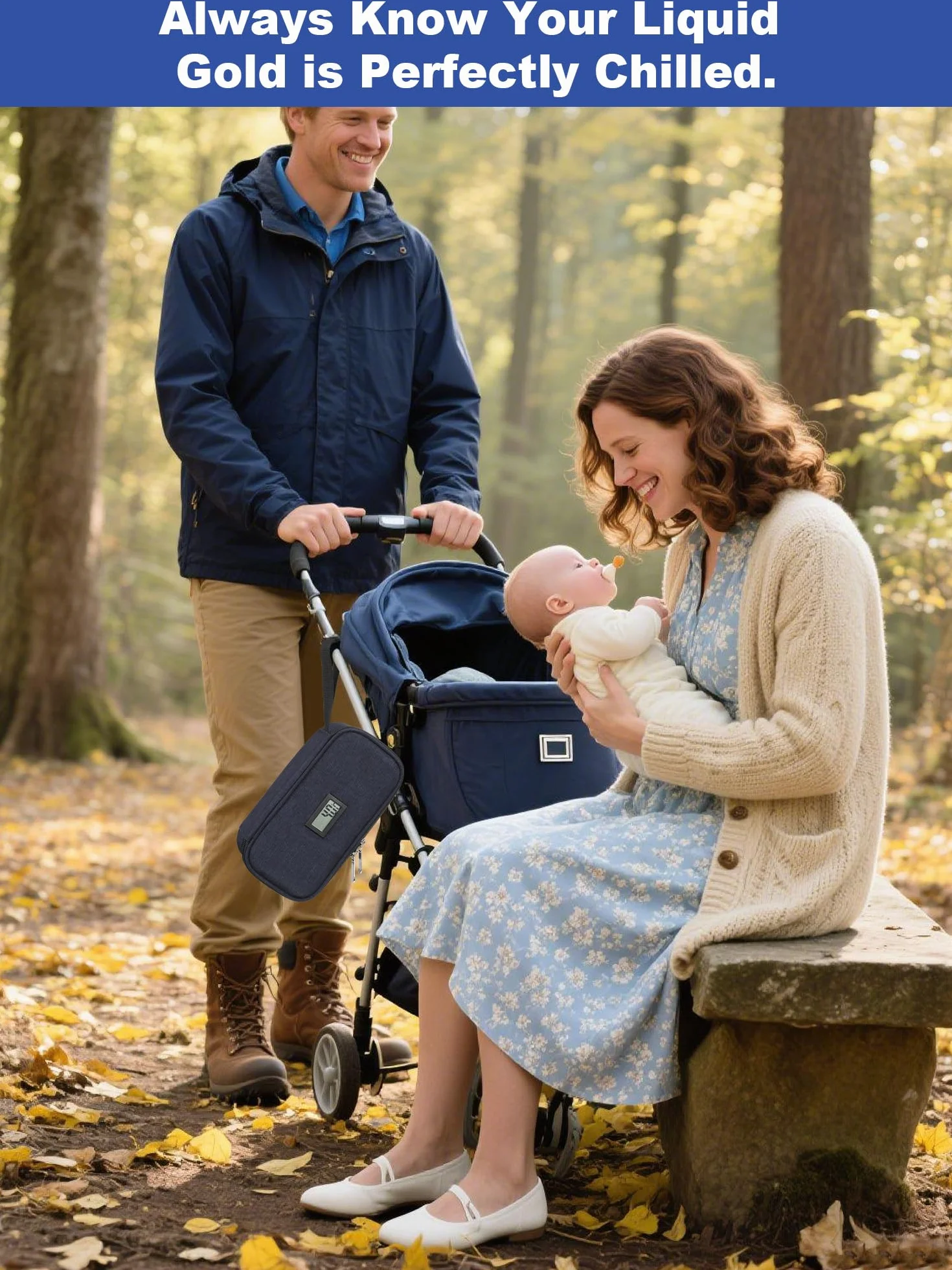 YOUSHARES Borsa termica per latte materno, borsa da viaggio per latte materno (blu navy)