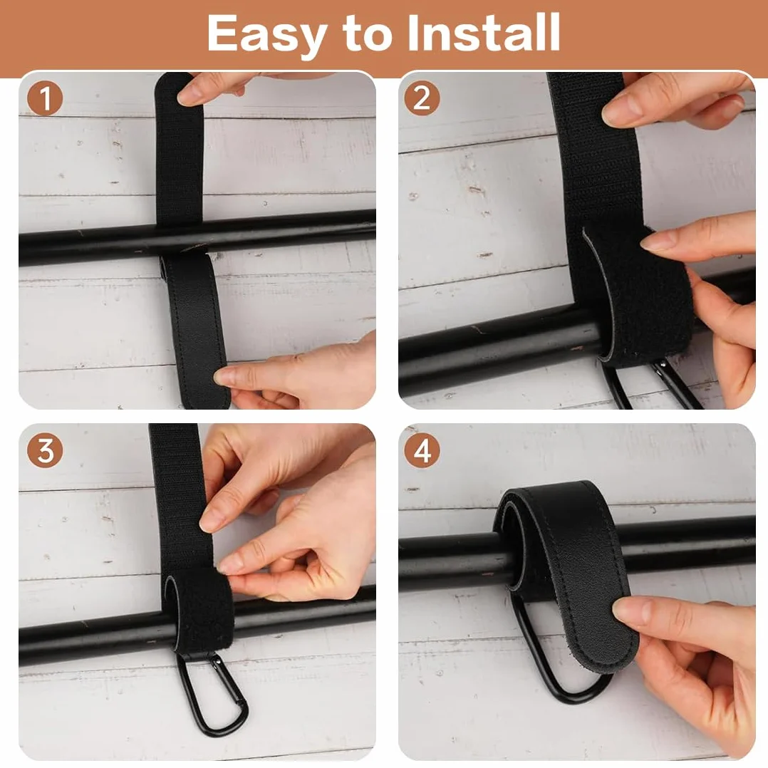 2 Pezzi Di Clip Per Carrozzina Ganci Per Carrozzina, Supporto Per Borsa Per Carrozzina In Pelle, Ganci Per Borsa Per Passeggino, Clip Per Carrozzina, Ganci Per Carrozzina Per Borse, Zaino (Ner