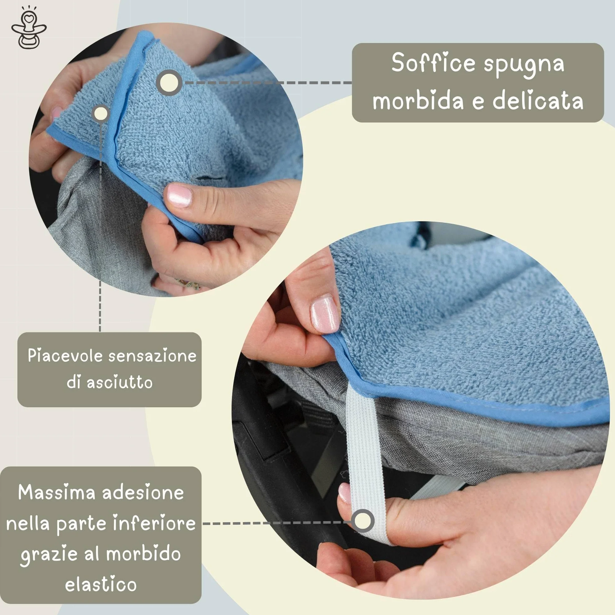 Passeggino Estivo in Spugna di Cotone 100% Certificato Oeko Tex Leggero Traspirante Antisudore per Bambini e Neonati - Made in Italy (Grigio)