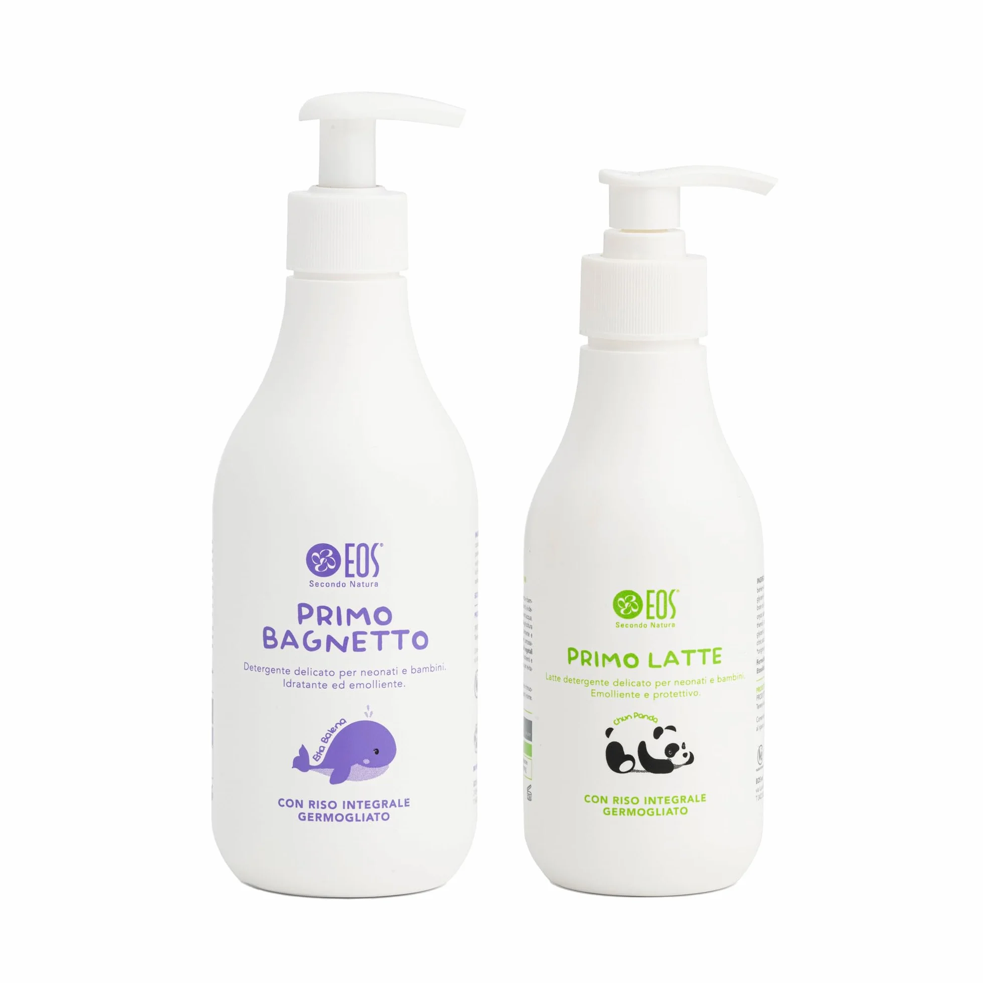 EOS NATURA Kit Pulizia Delicata Neonato e Bambino – Primo Bagnetto 400 ml + Primo Latte 200 ml – Detergenti Naturali, Idratanti, Emollienti – Il Mondo di Babu – Viso, Corpo, Intimo