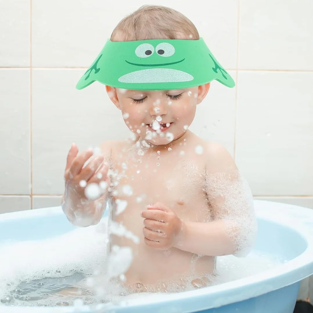 Cuffie da Doccia per Bambini,2 PCS Doccia Cap per Bambino Sicurezza Regolabile Cappello Cuffia In Morbido Silicone Visiera Bimbi per Evitare che l'Acqua Scorra Agli Occhi e al Viso