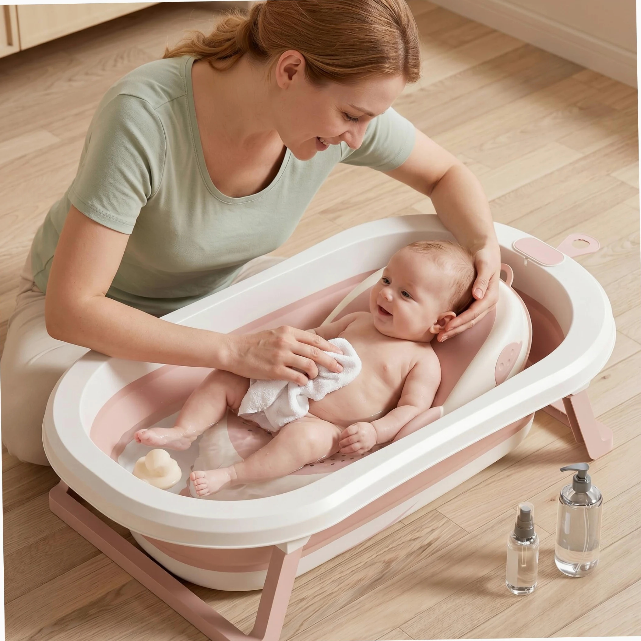 Vaschetta per il bagnetto | Supporto per il bagnetto, Sedile per pieghevole e appendibile con drenaggio Cuscino ergonomico per neonati adatto alla maggior parte delle vasche da bagno, Style-