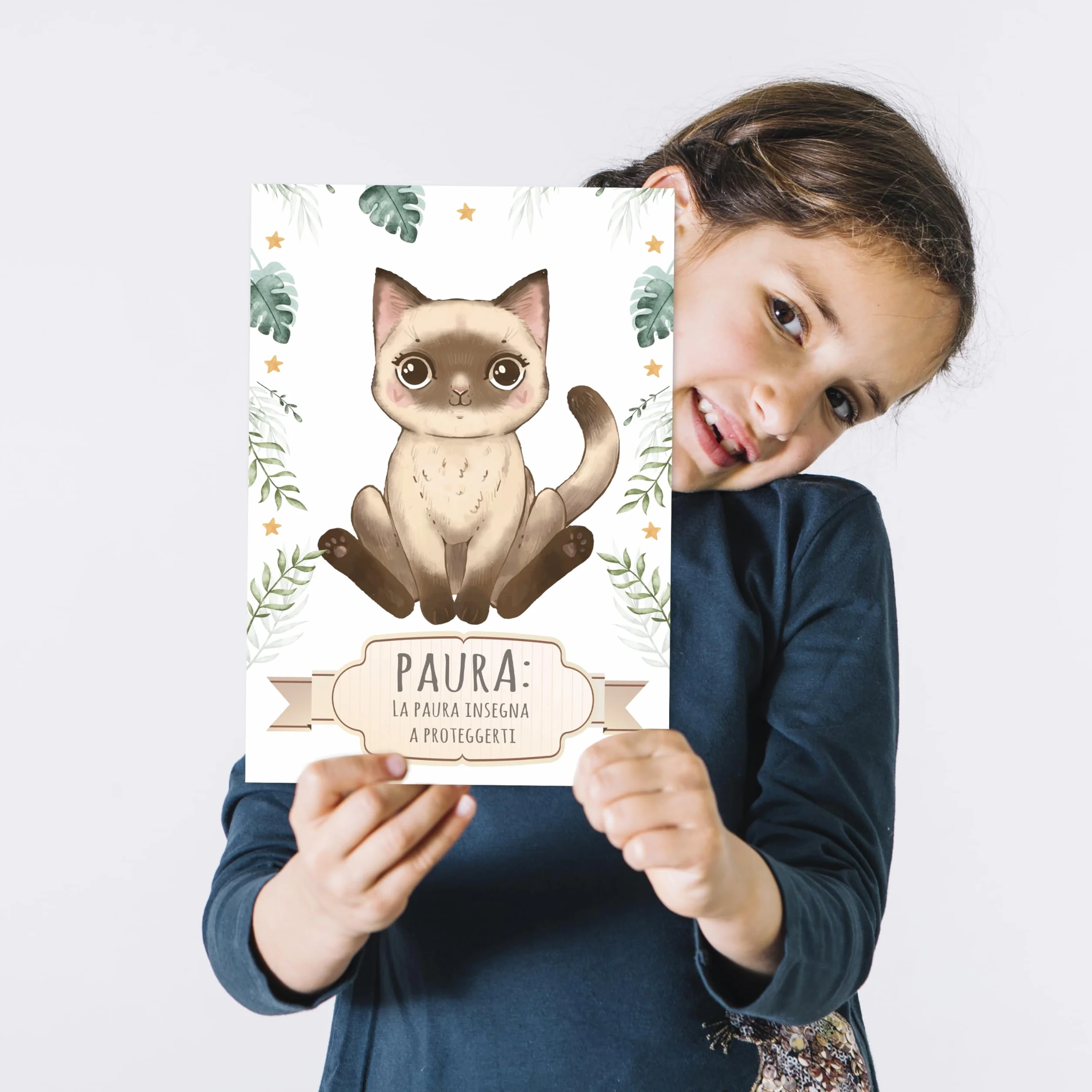 NAÏZAYA Cameretta Bambina Bambino Decorazioni - Set 6 Poster Quadri Animali 21x30cm - Frasi Motivazionali Italiano, Senza Cornice