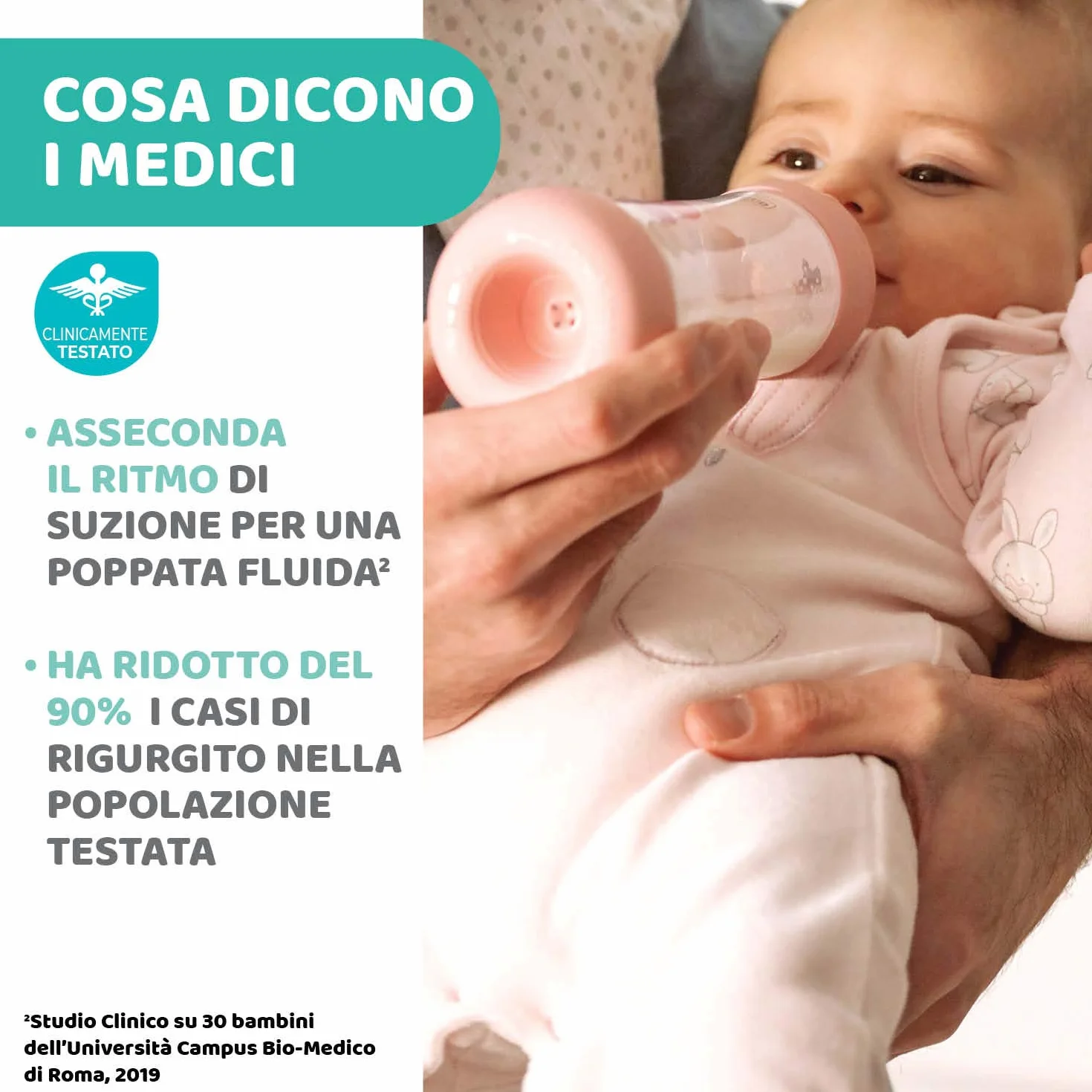 Chicco Perfect 5 Biberon Anticolica, Bimba, 300 ml, Silicone, 3 Fori, Rosa