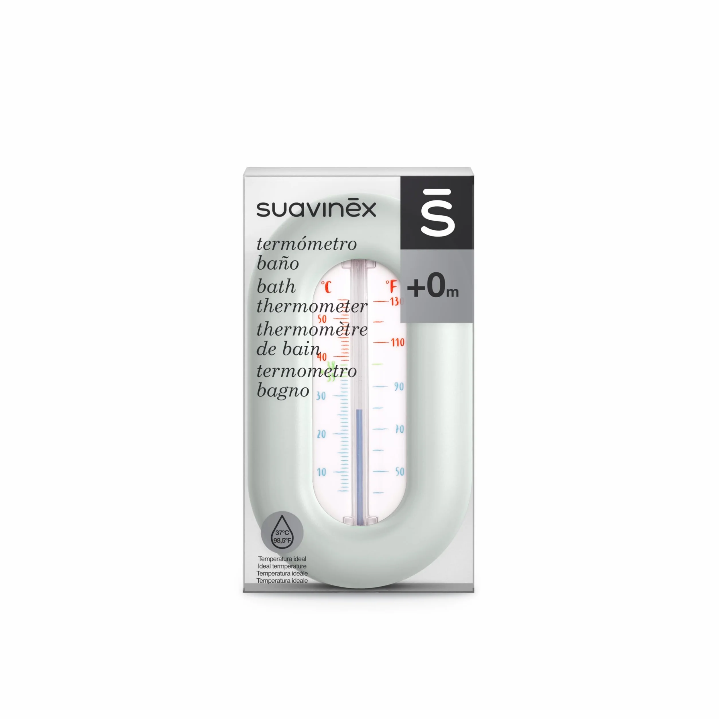 Suavinex, Termometro da Vasca per Neonati, per il Bagnetto, Senza Mercurio, Senza Batterie, Preciso, Resistente, Veloce e con Scala Cromatica, Gradi ºC e ºF, Galleggiante, +0M, Design Birdies, Verde