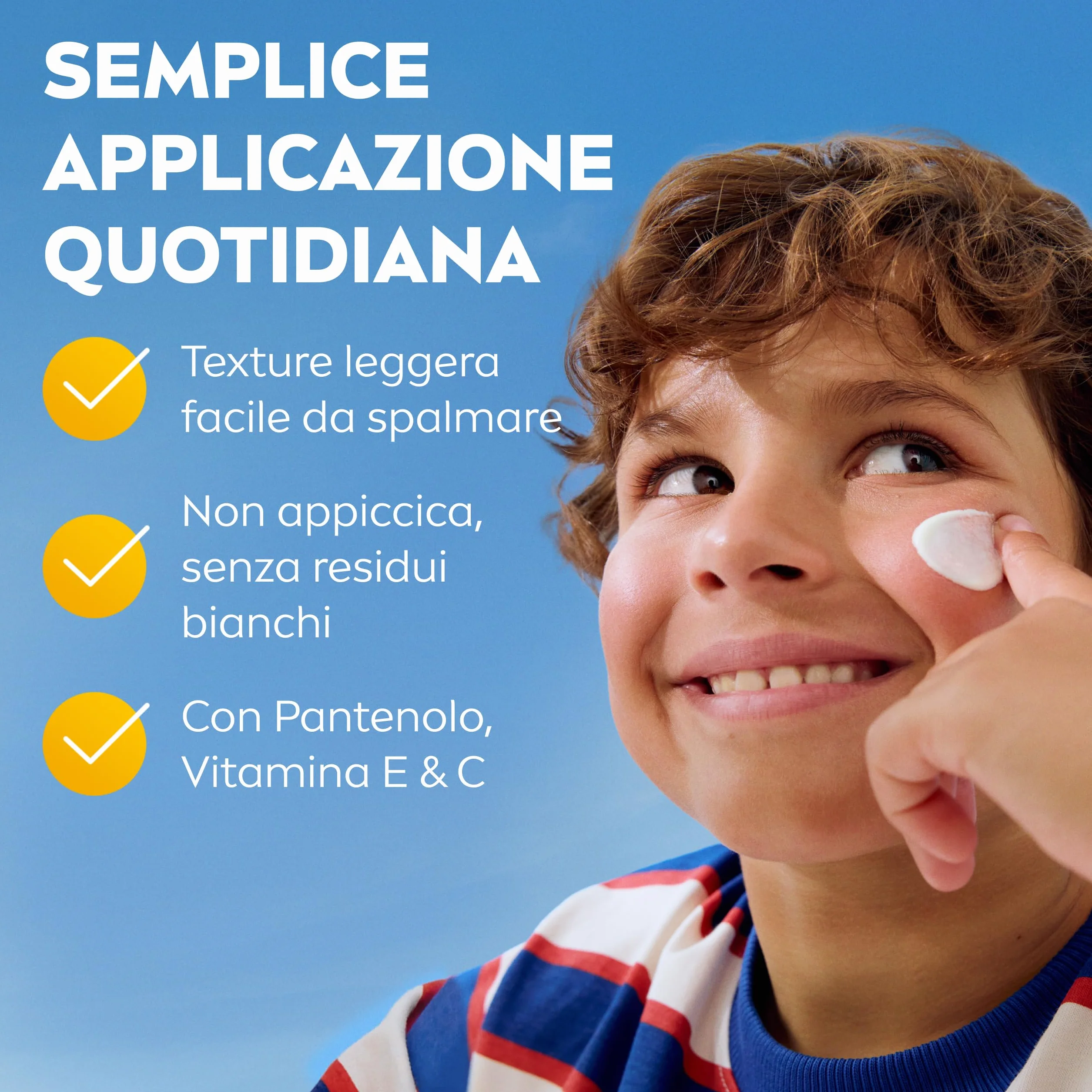 NIVEA SUN Kids Protezione UV Quotidiana SPF 50+ 100 ml, Crema solare 50 bambini per viso e corpo, Protezione solare 50 bambini extra resistente all'acqua, Per pelli sensibili, Senza profumo