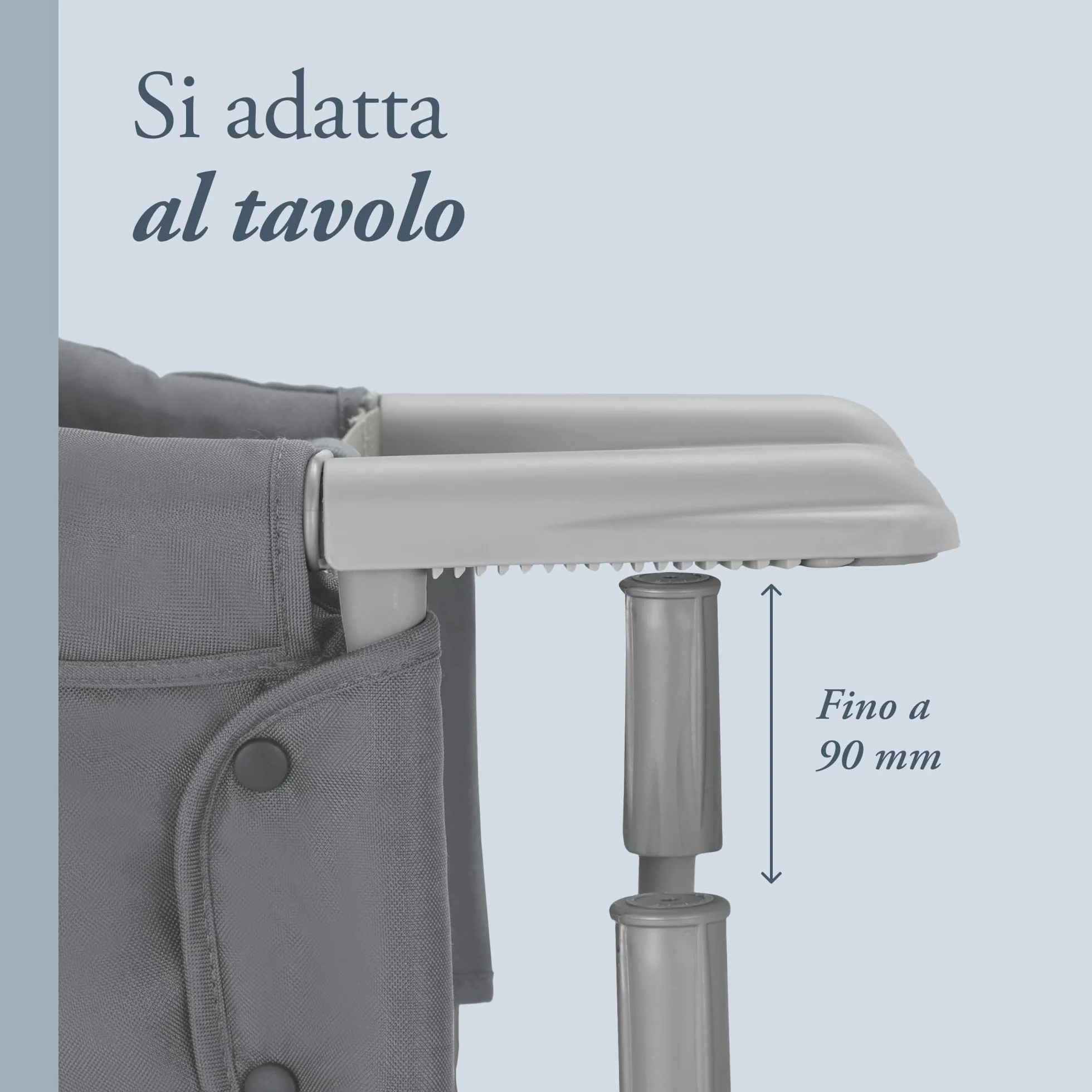 Inglesina Fast, Seggiolino da Tavolo Pieghevole, Grigio (Grey), Facile Trasportare, Lavabile, Installazione Sicura, Fino a 15 kg, 35 x 27 42 cm