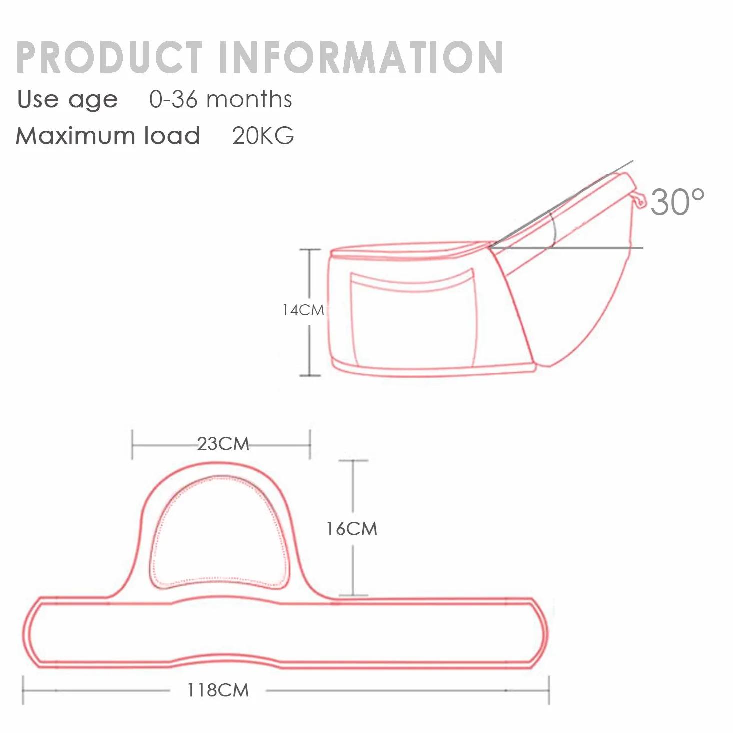 SONARIN Premio Hipseat Baby Carrier, Portantina per bebè, Sicuro e Comodo, Formato Libero, Cintura Anteriore Portaoggetti(Rosso Scuro)