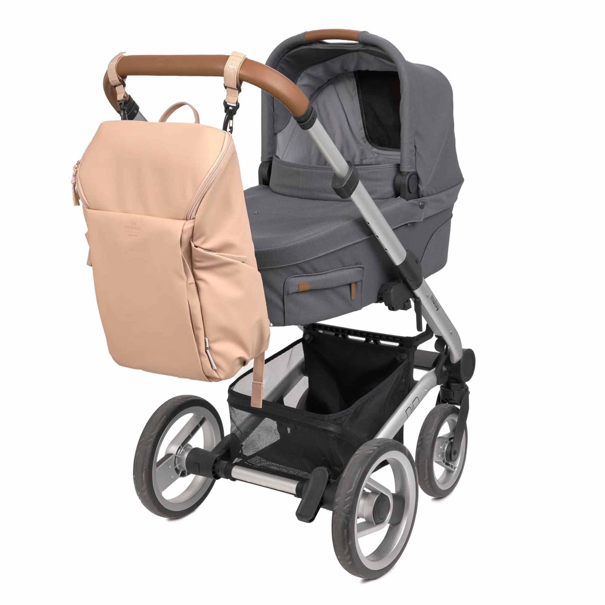 LÄSSIG Zaino fasciatoio con fasciatoio, aggancio per carrozzina e portabiberon/GRE Slender Up Backpack