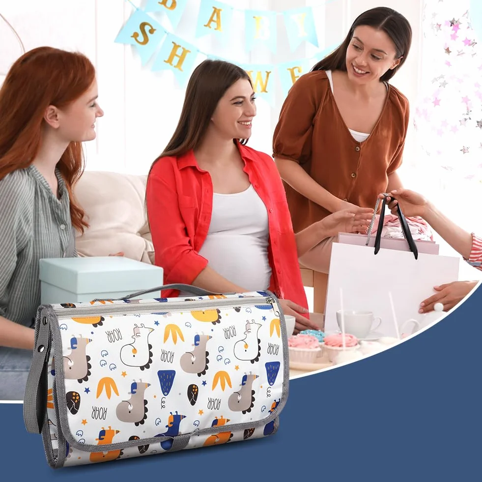 HOTUT Fasciatoio Portatile Pieghevole da Viaggio, Kit Cambio Pannolino per Neonato Esterno Casa Viaggio, Portable Tappetino Borsa per Il Cambio Pannolino, Regalo Battesimo Bimbo