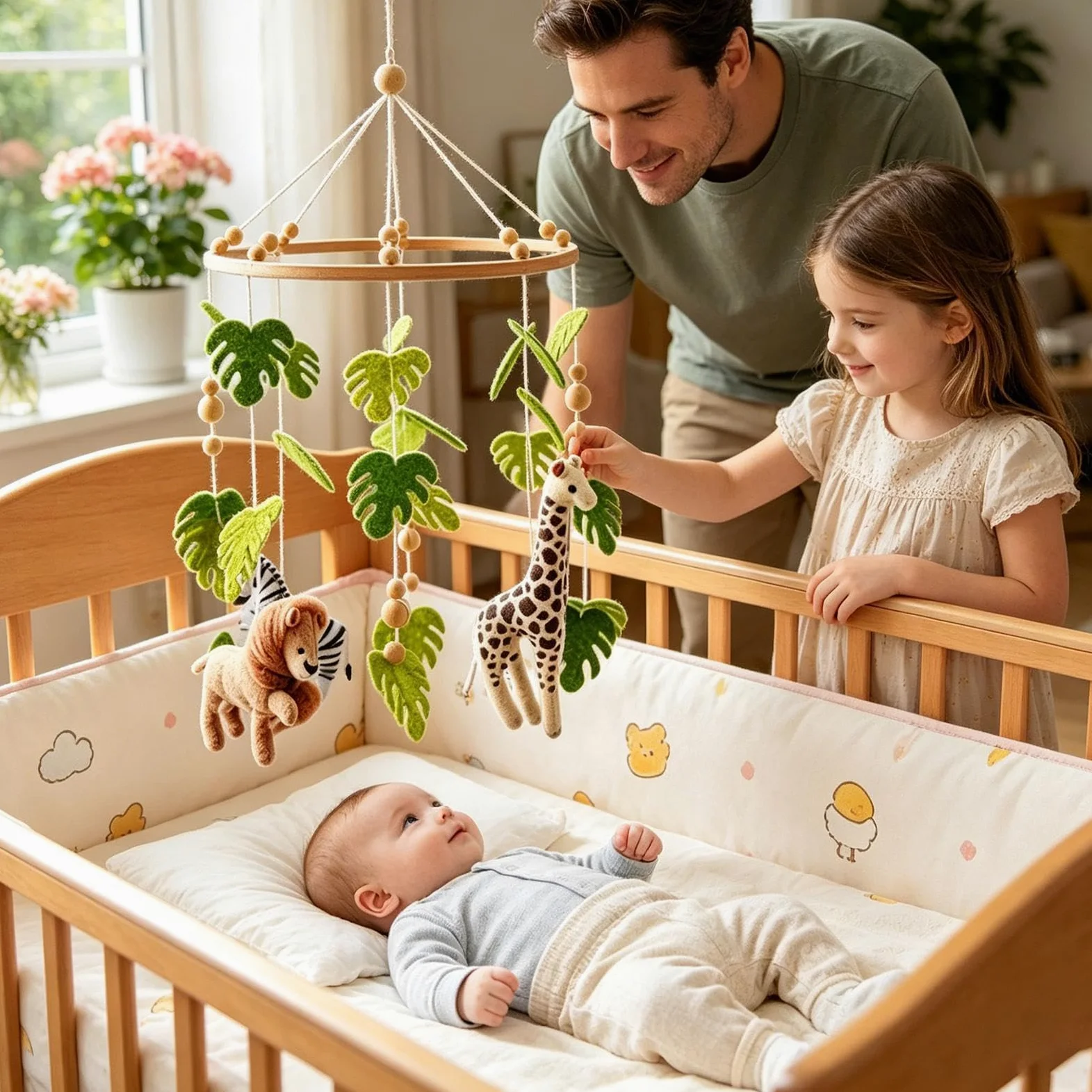 Mobile per culla, giocattolo sensoriale per lo sviluppo di animali | Campana calmante per lettino, casa, appartamento, camera da letto, soggiorno, sala giochi, asilo, dormire