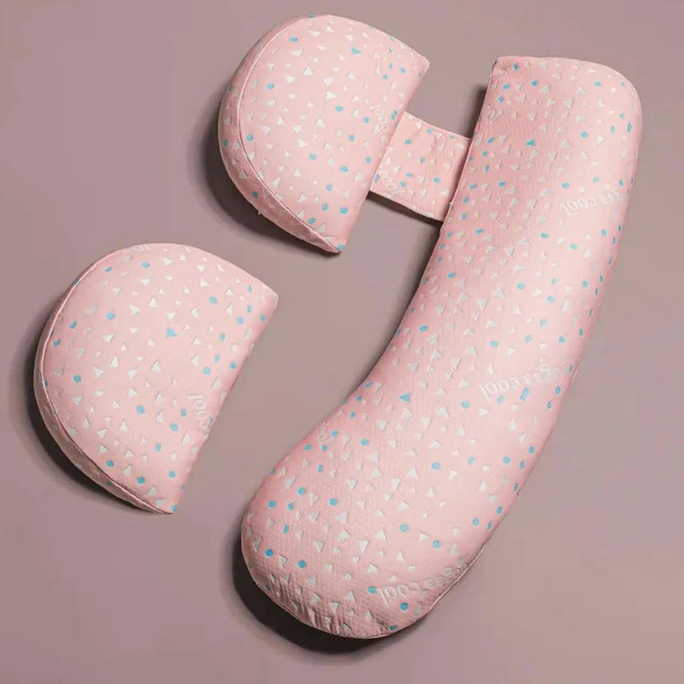DYRBF, Cuscino per gravidanza a forma di U, per chi dorme di lato, a forma di H, con fodera in cotone, lavabile in lavatrice, supporto per pancia per donne incinte, rosa, bianco, verde, grigio