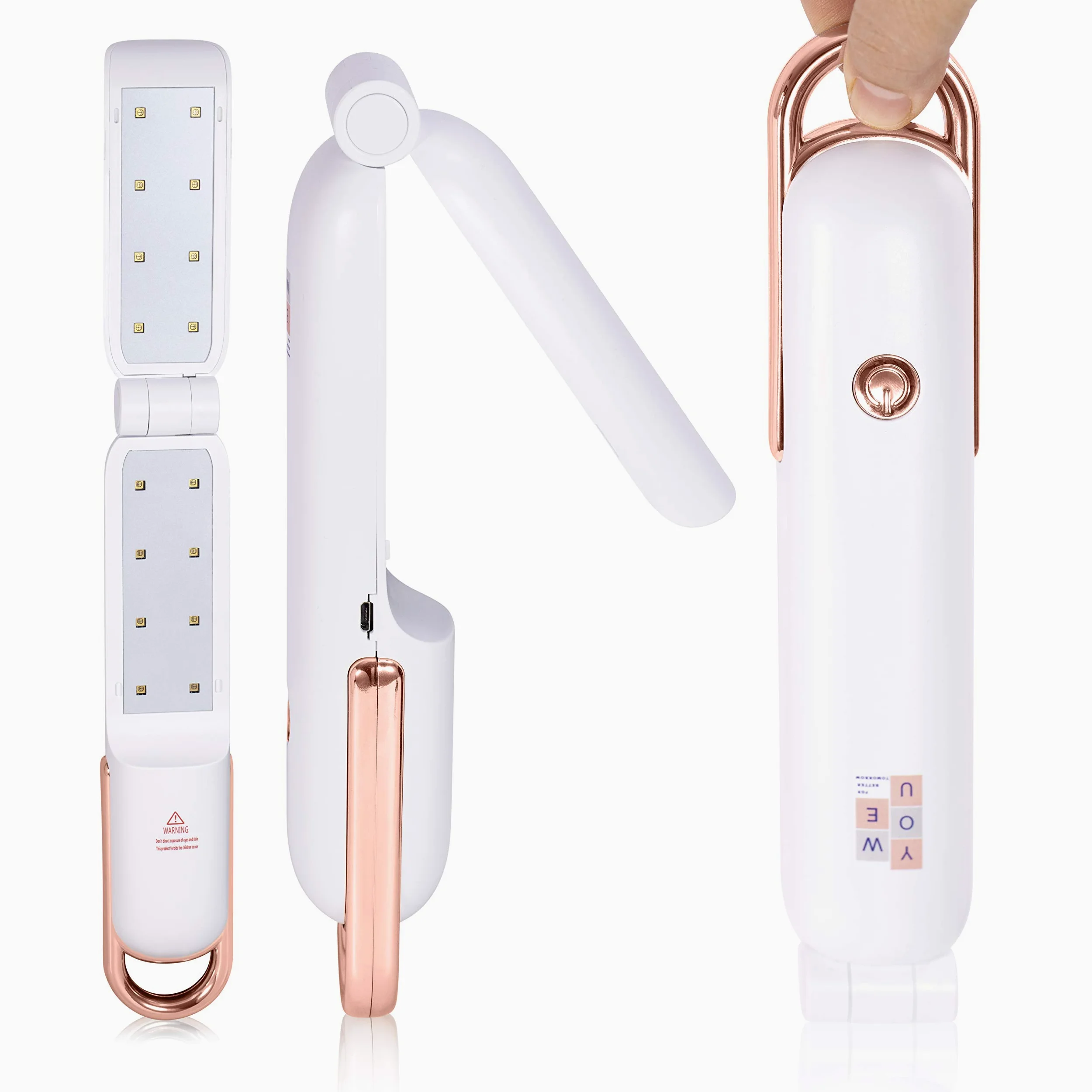 Sterilizzatore UV portatile, Potente impulso a 16 LED, Design elegante, ricaricabile, pieghevole, Sterilizzatore UVC facile da trasportare con dispositivo di spegnimento automatico.