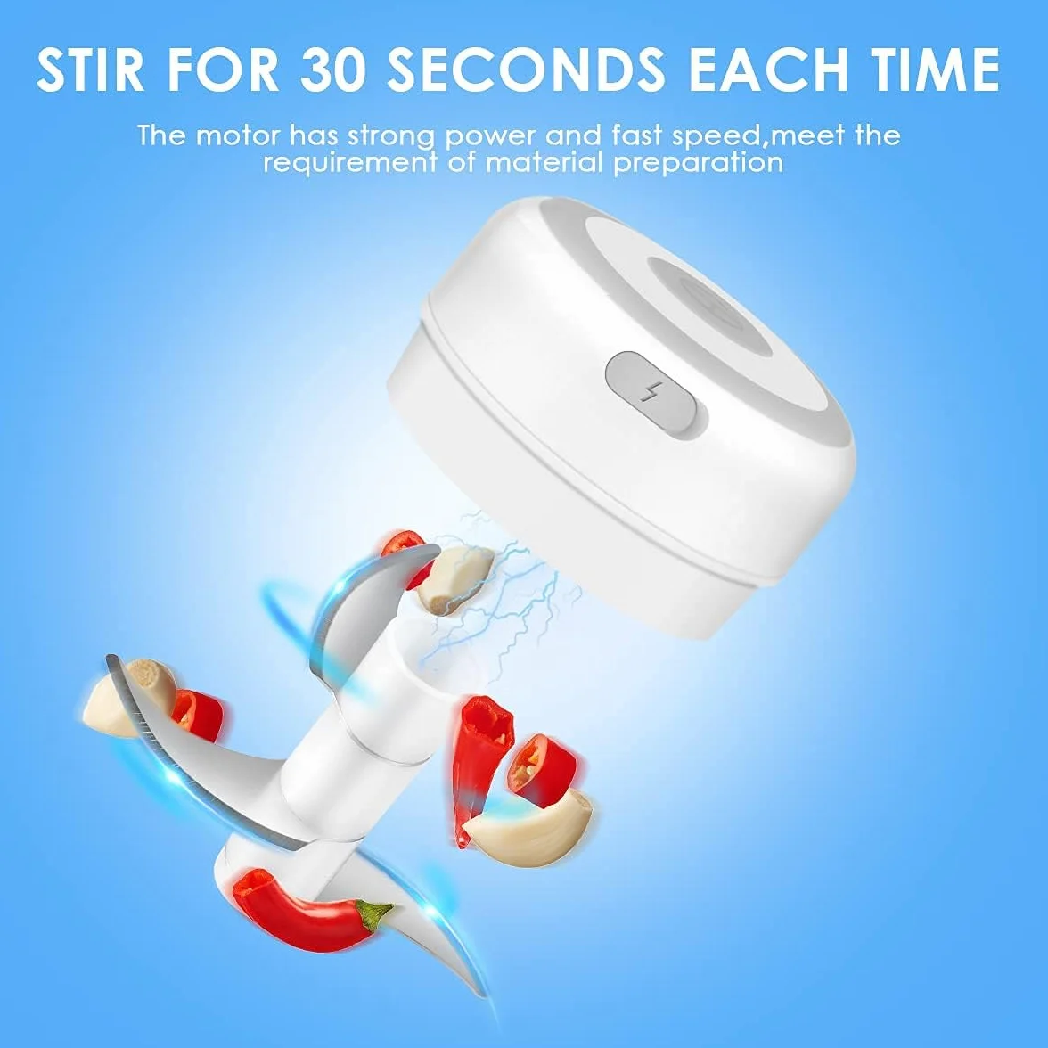 Tritacarne elettrico portatile senza fili robot da cucina con ricarica USB per tritacarne cipolle verdure per condimenti per bambini noci pepe