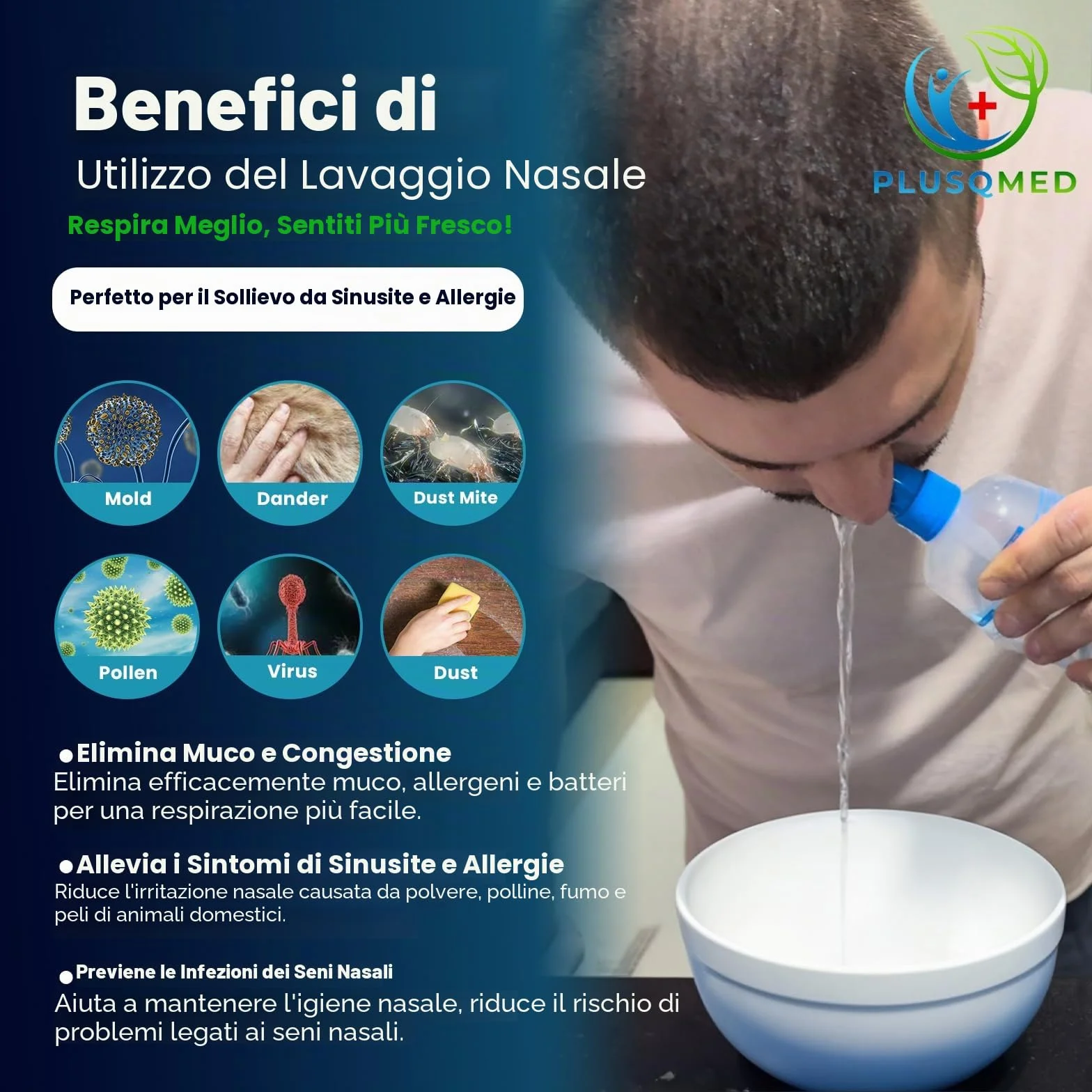 1 x Neti Lota 300 ml Irrigatore Adulti, bambini da 5 anni, + 20 bustine di sale, doccia nasale Lavaggi per adulti per la pulizia del naso, Irrigazione nasale (Squezze 250 ml + 50 sachet)