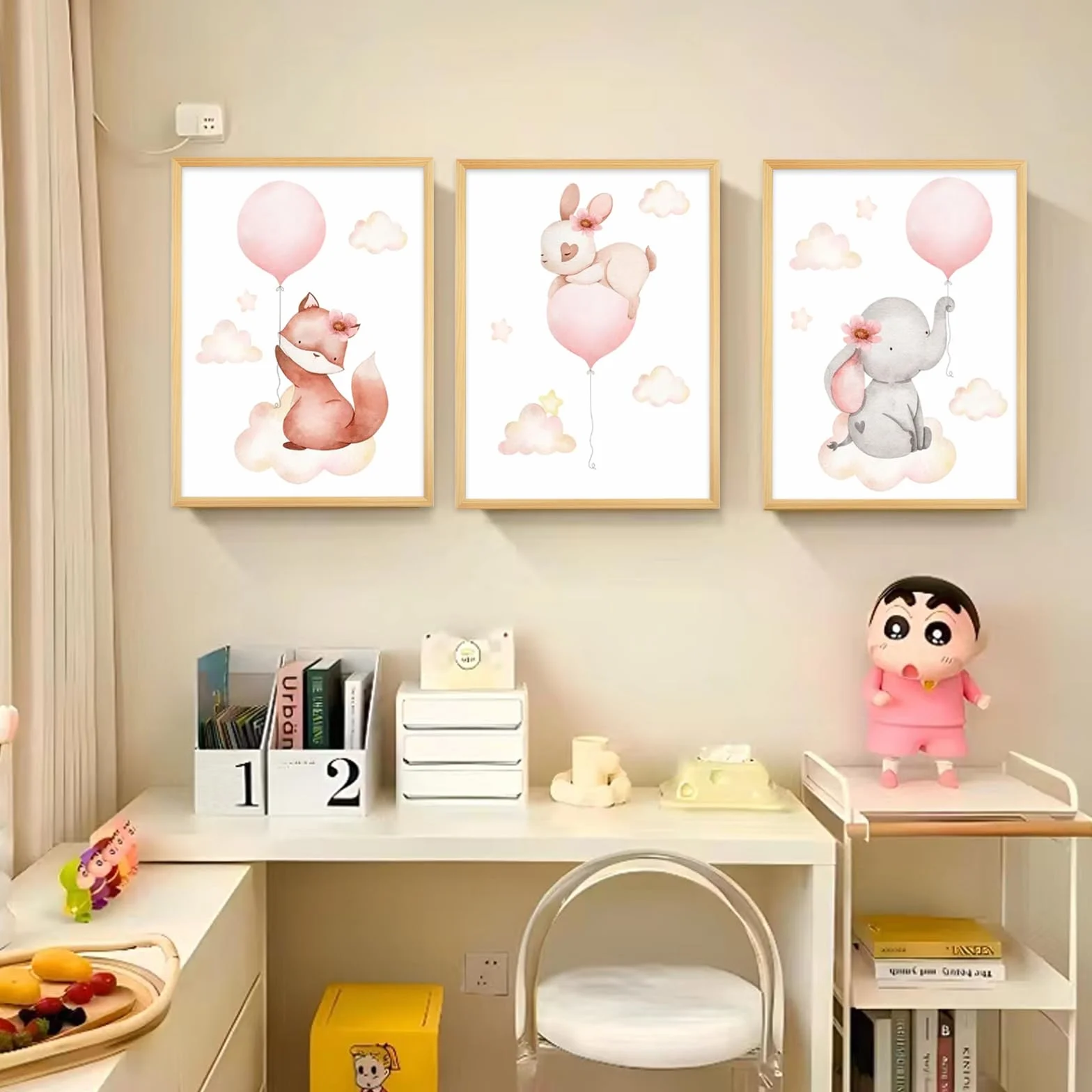 GZYYANG Set di 3 poster per cameretta dei bambini, formato A4, decorazione per la cameretta dei bambini, con animali, per la cameretta dei bambini, senza cornice