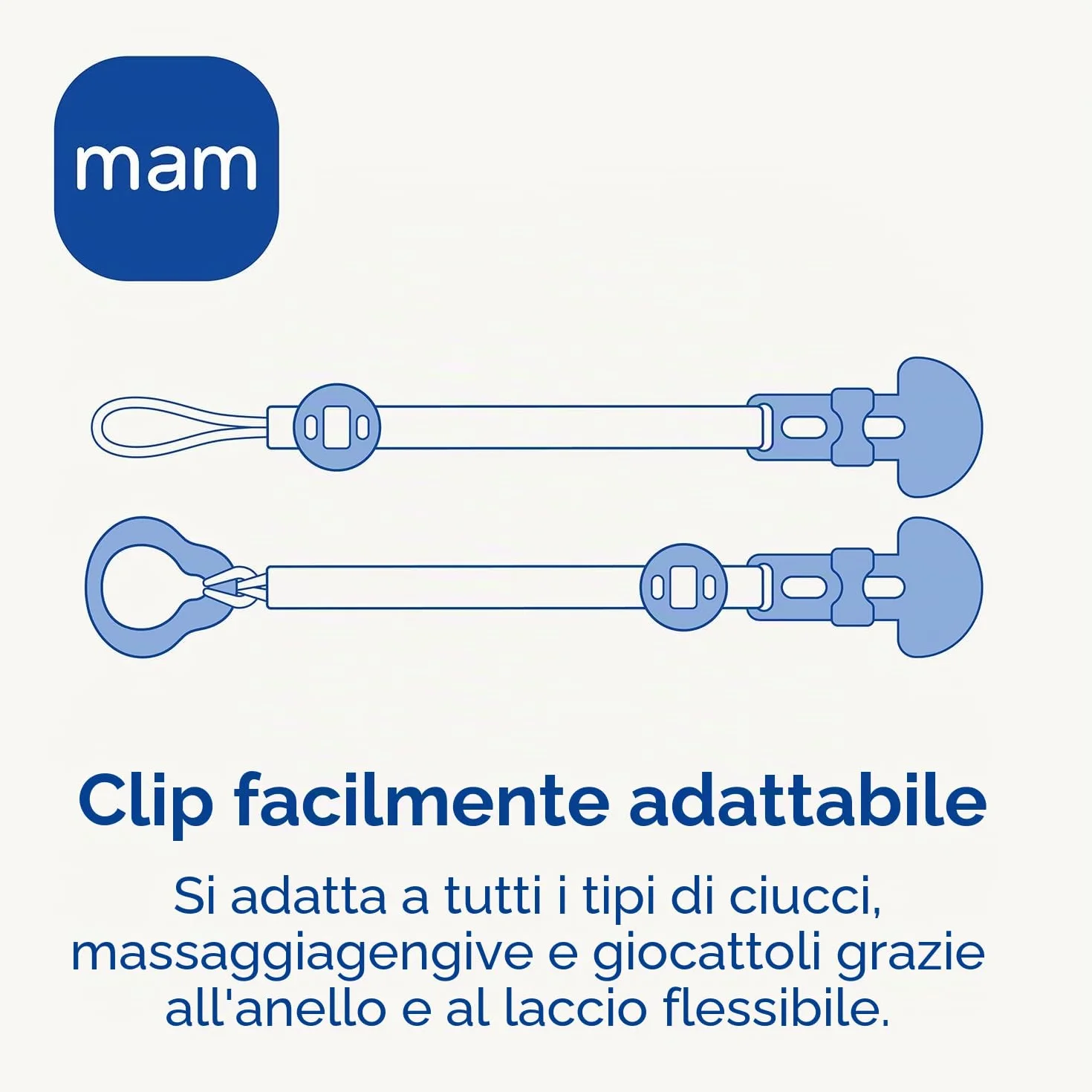 Istruzioni in Lingua Straniera - Mam Clip it! & Cover, Clip per Ciuccio e Portaciuccio, Supporto per Ciuccio, Lunghezza Regolabile, per Tutti i Tipi di Ciucci, 0+ Mesi,design assortiti